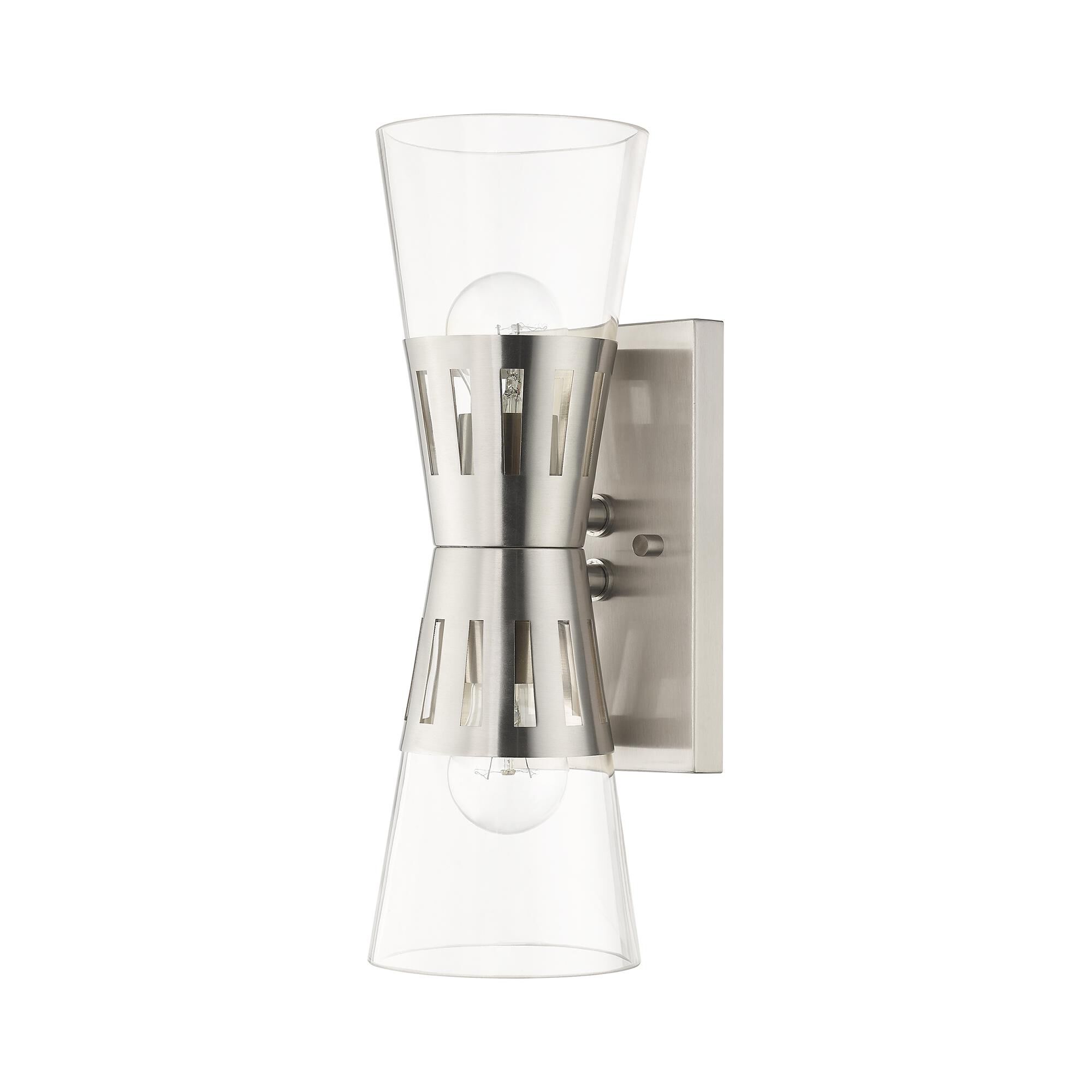 Shown in Brushed Nickel finish and Hand Blown Clear glass