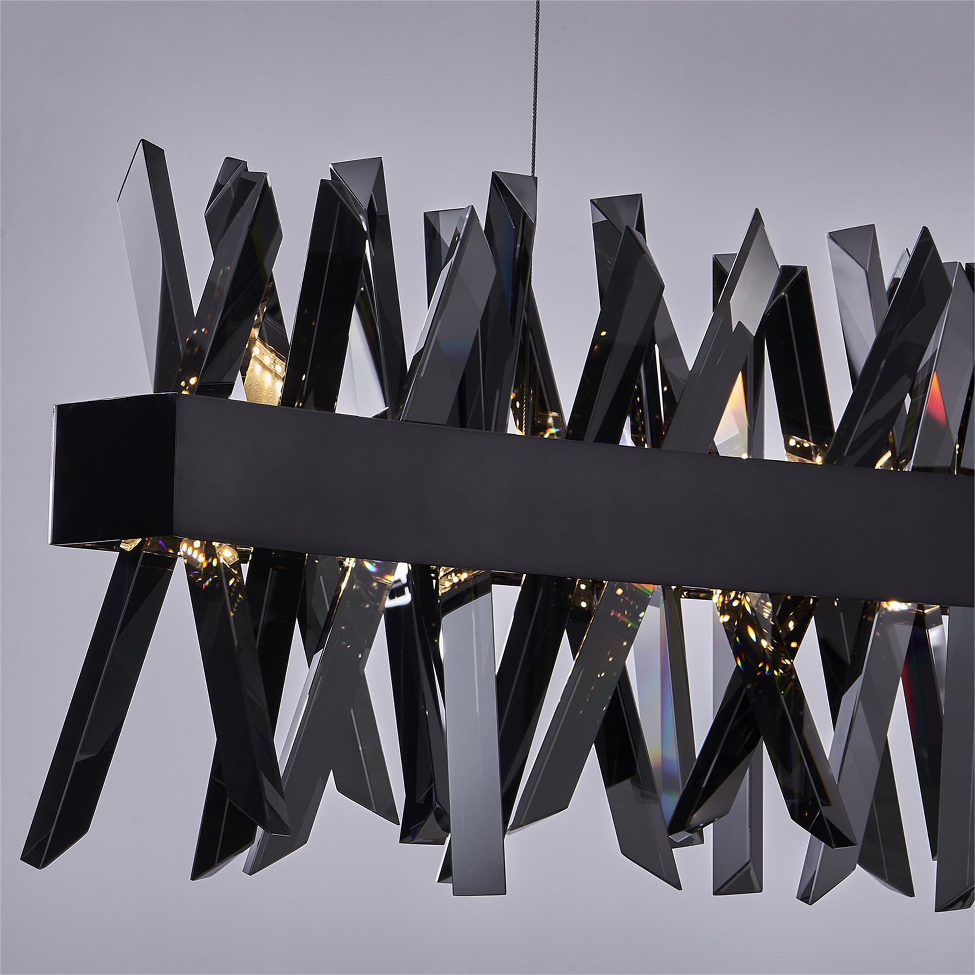 Shown in Black Nickel finish and Smoked Firenze crystal