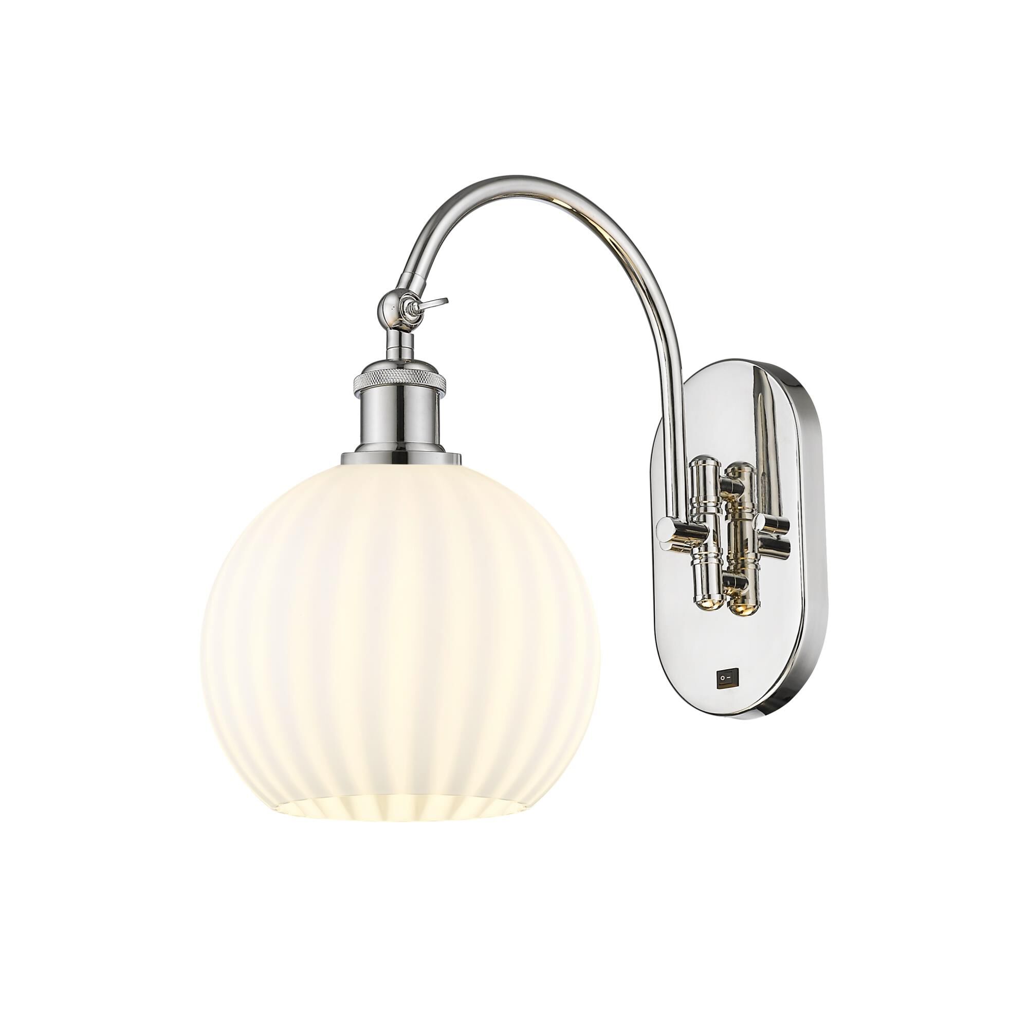 Shown in Polished Nickel finish and White Venetian glass