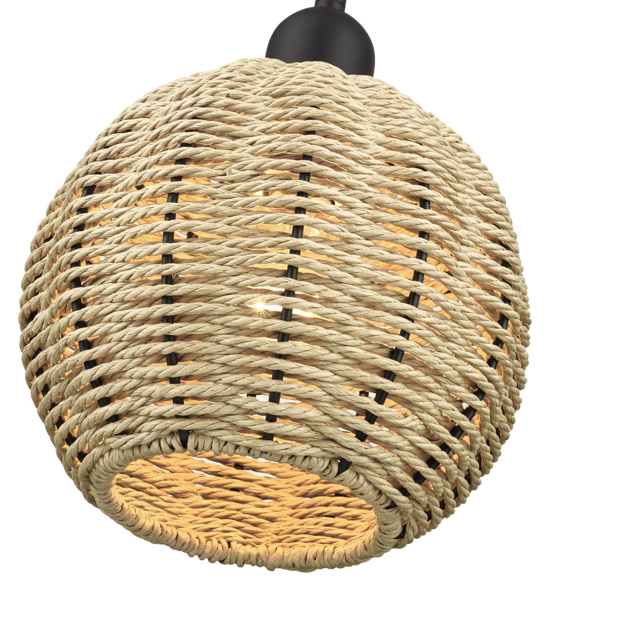 Shown in Bronze finish and Hand-Woven French Beige Paper Rope shade