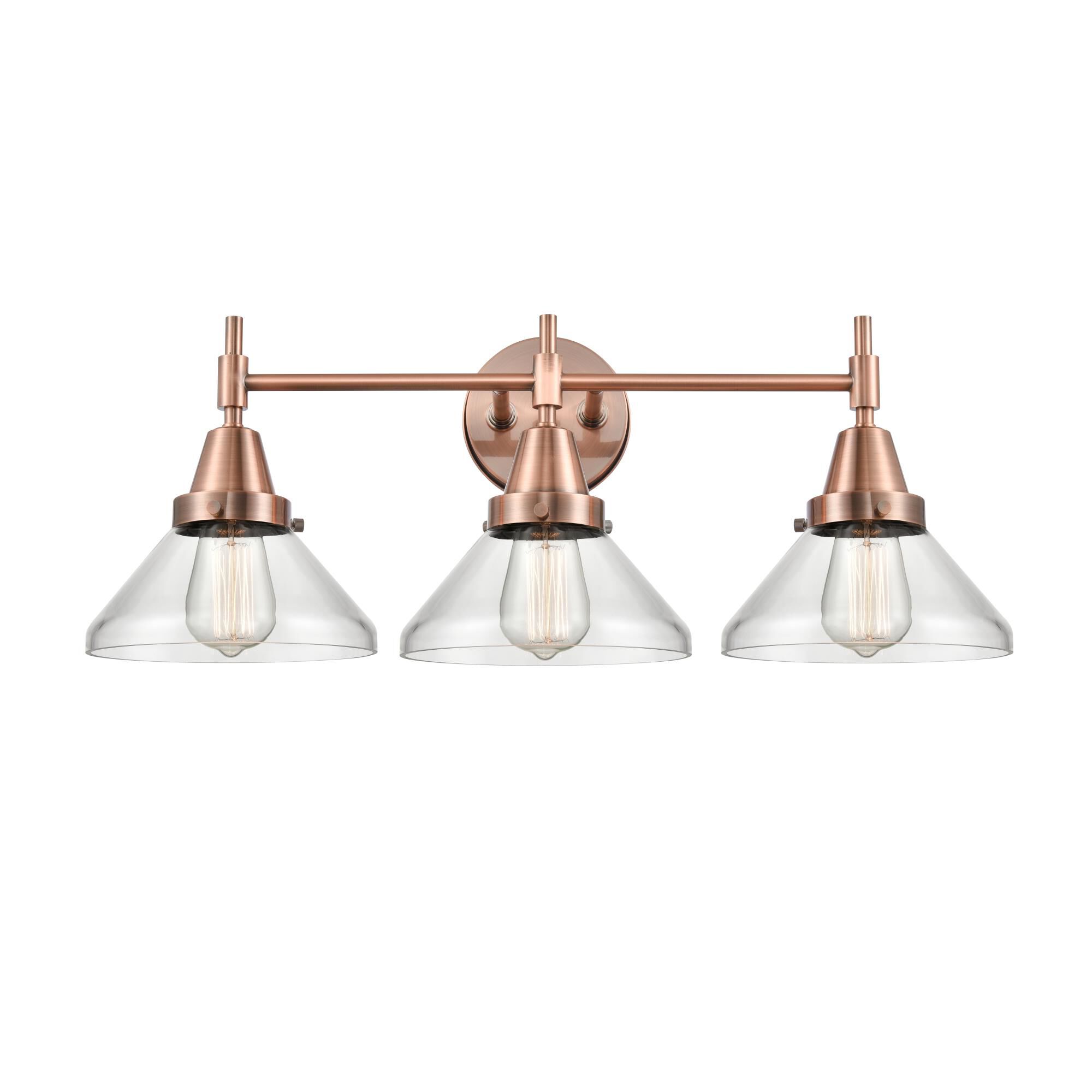 Shown in Antique Copper finish and Clear Caden glass