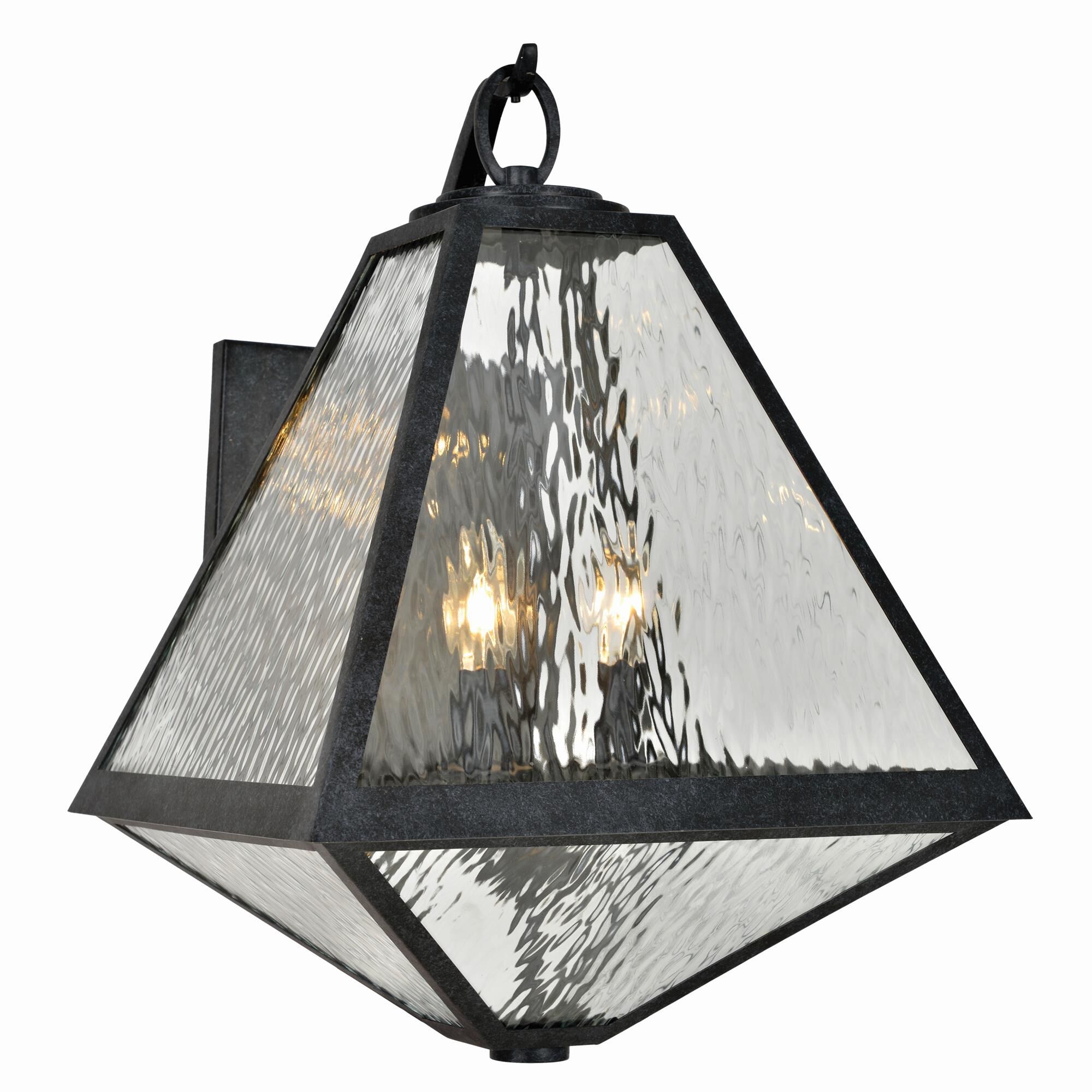Shown in Black Charcoal finish and Water  Panels glass and Water Glass Panels shade