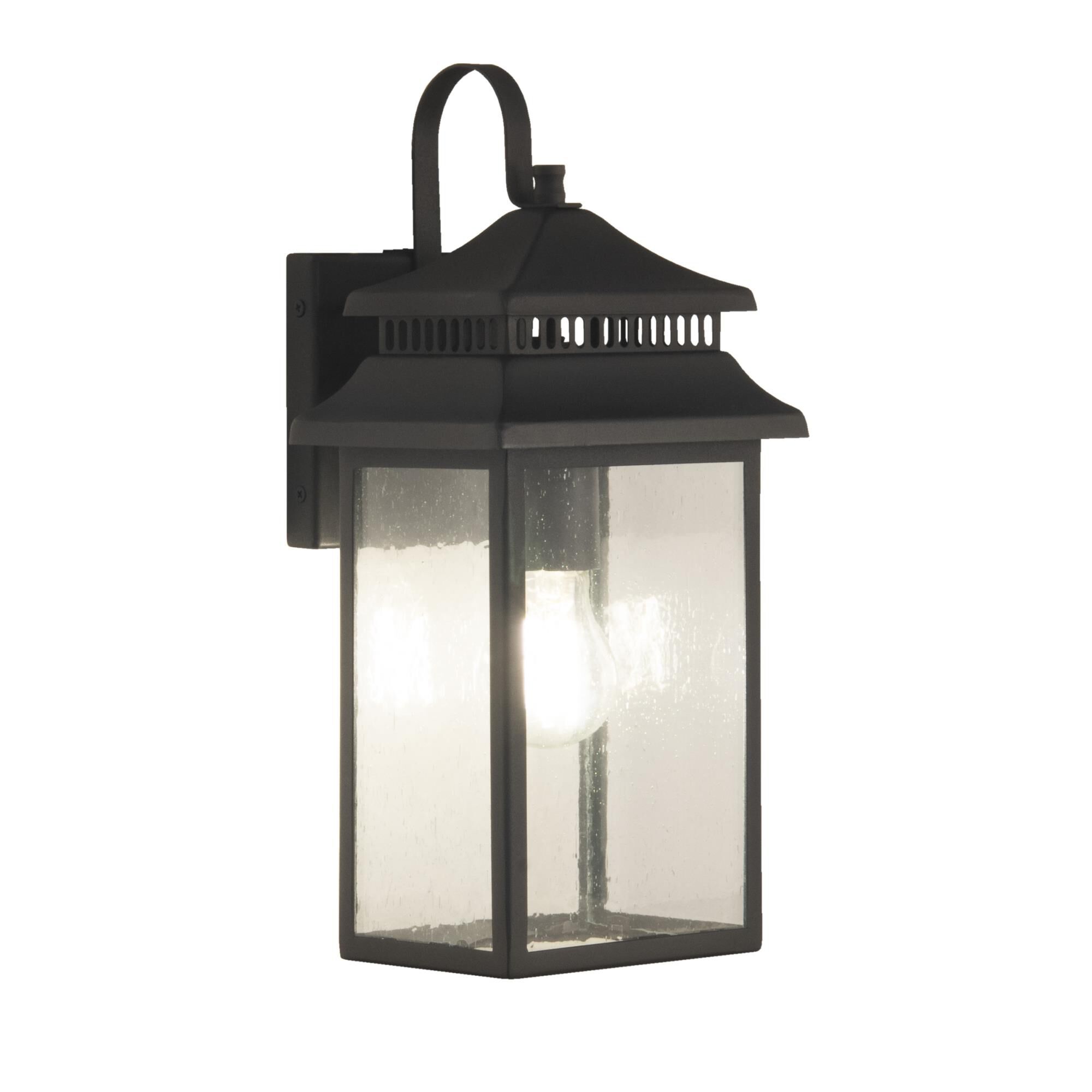 Shown in Textured Matte Black finish and Rectangle glass