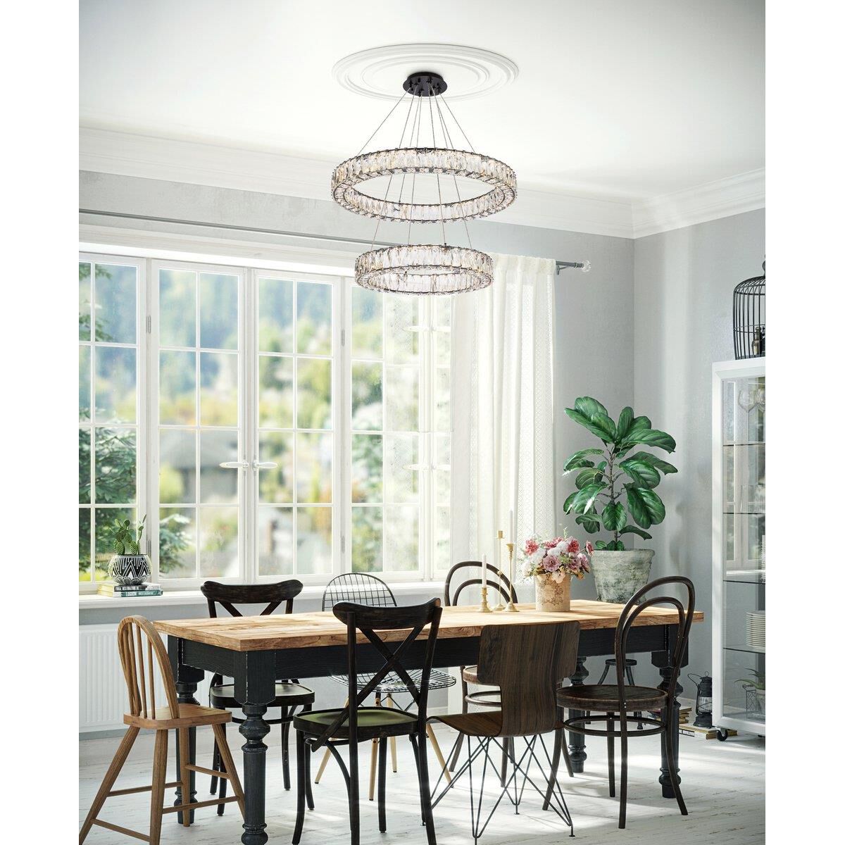 Monroe 28 Inch 2 Light LED Chandelier by Elegant Lighting