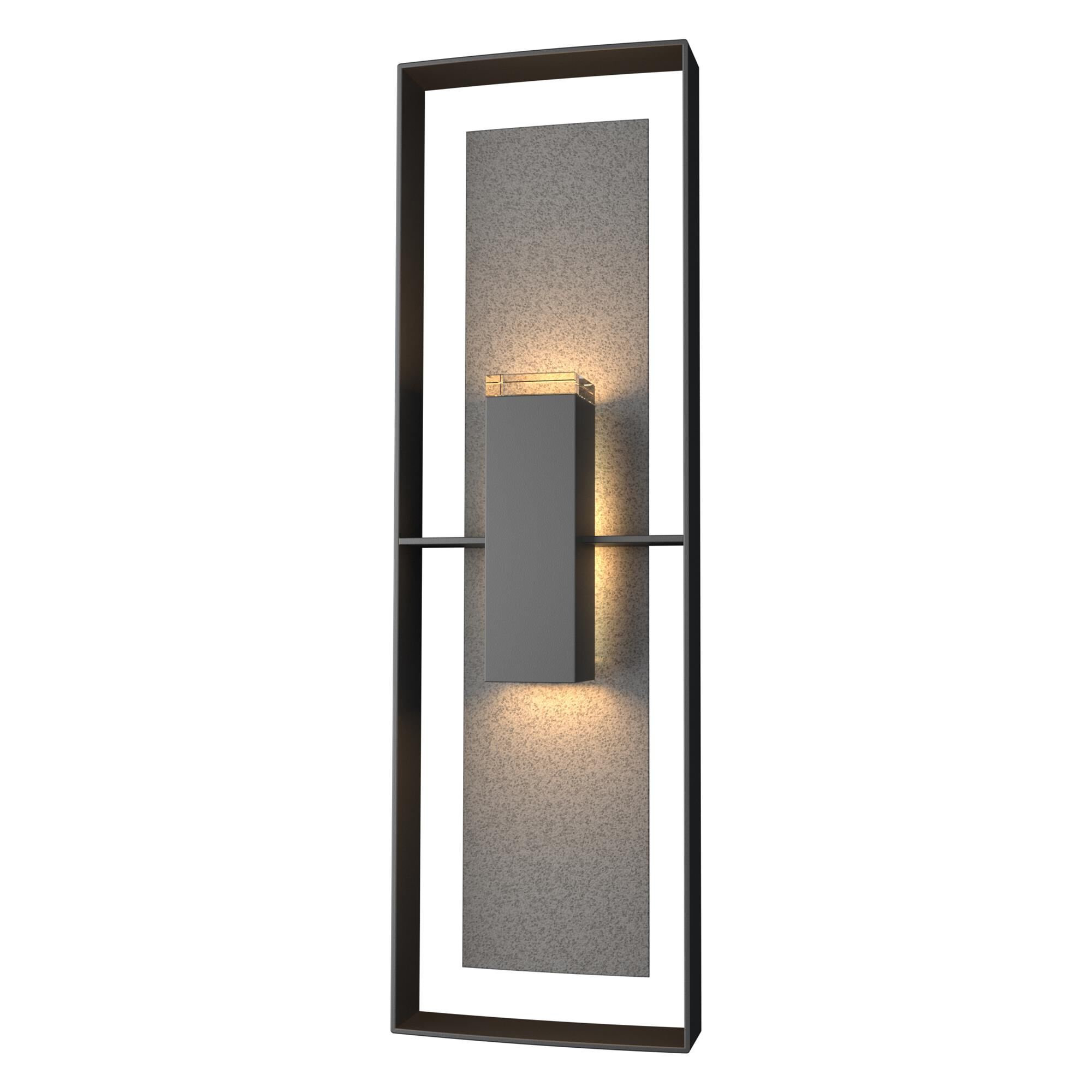 Shown in Coastal Black finish and Clear glass and Natural Iron accent