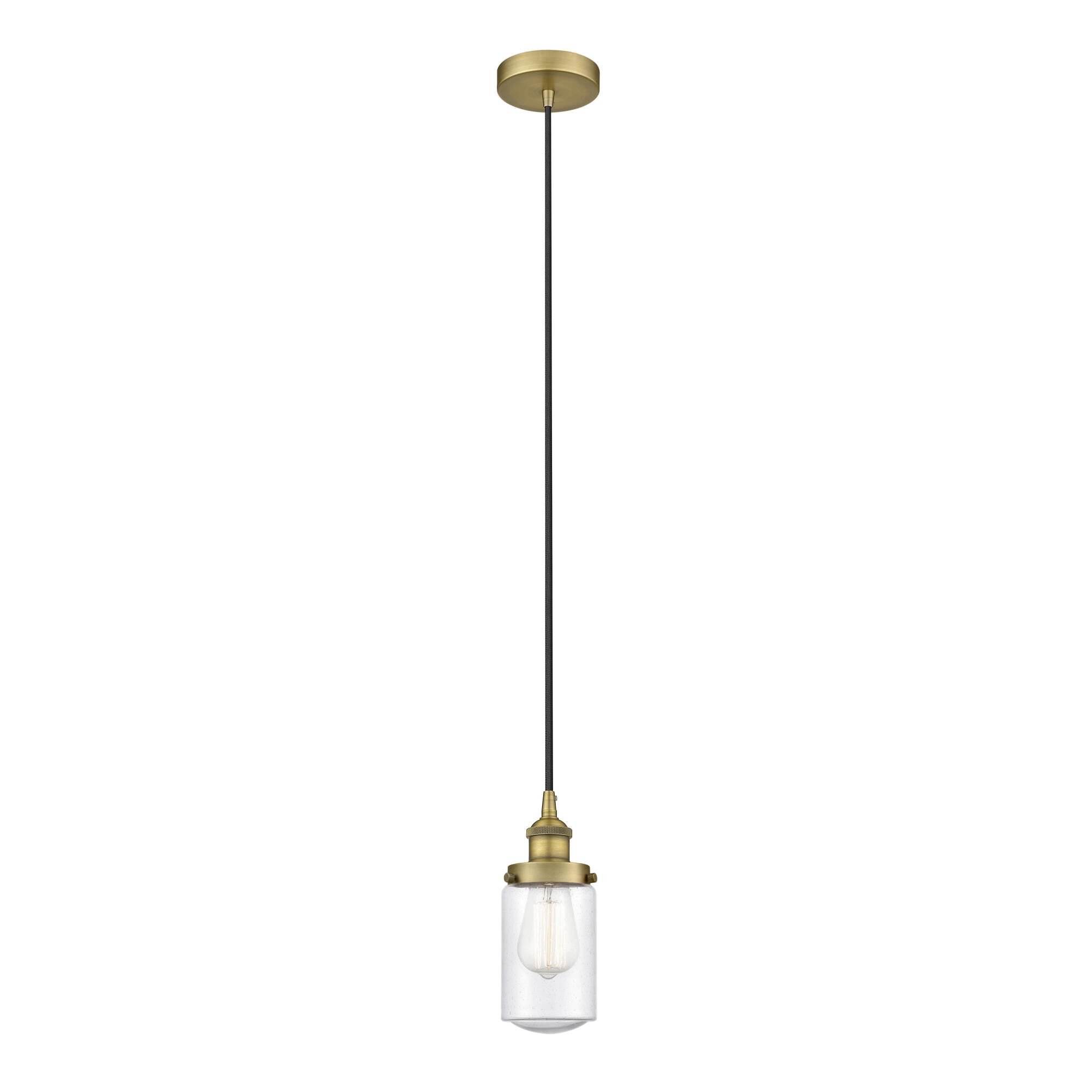 Shown in Brushed Brass finish and Seedy glass
