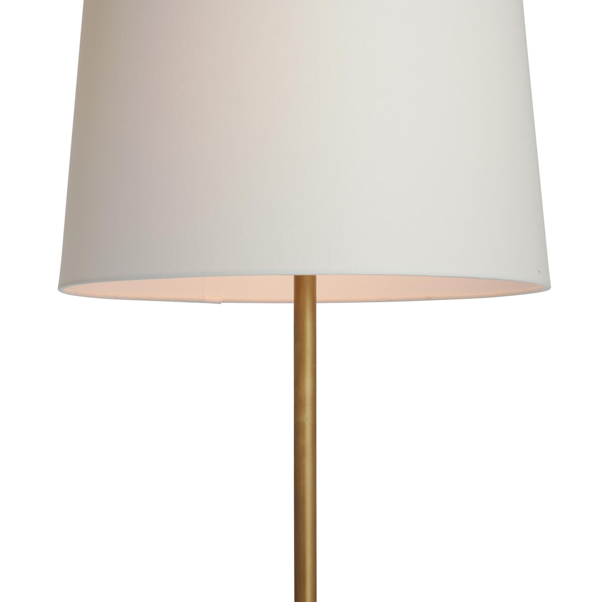 Shown in Gold finish and Linen shade