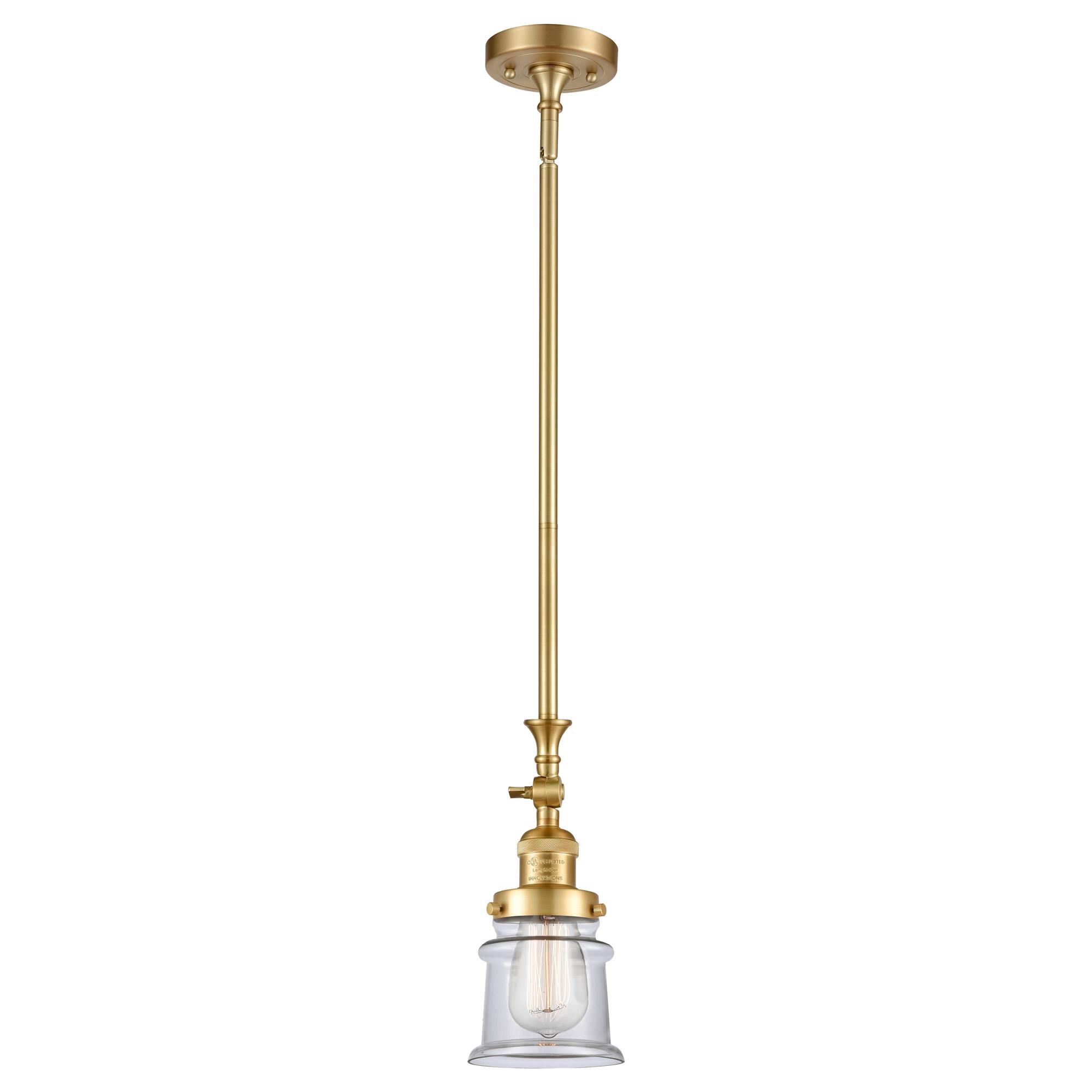 Shown in Satin Gold finish and Clear Canton glass