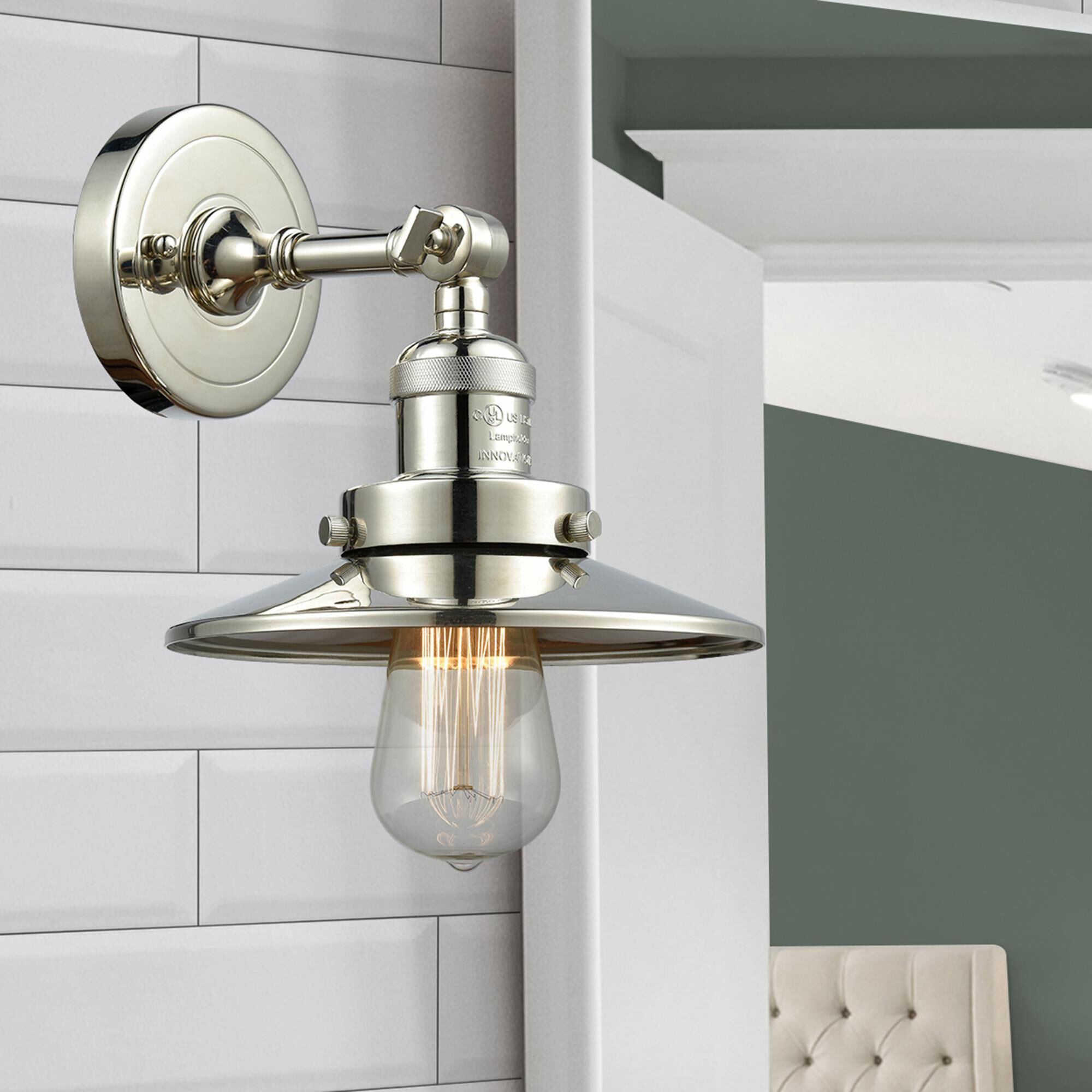 Shown in Polished Nickel finish and Polished Nickel shade