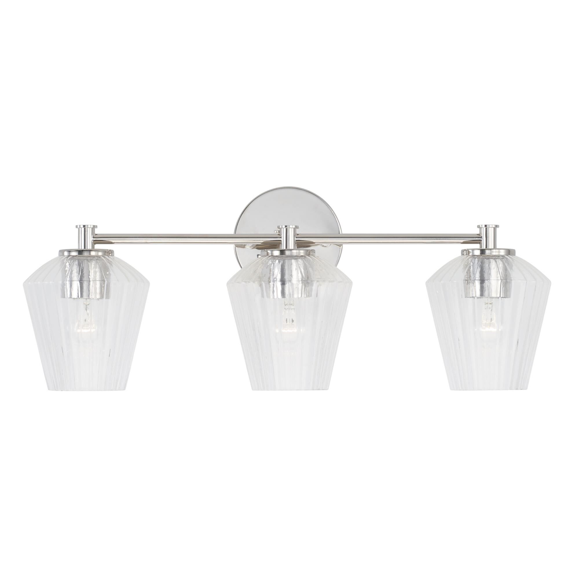 Shown in Polished Nickel finish and Clear Fluted glass
