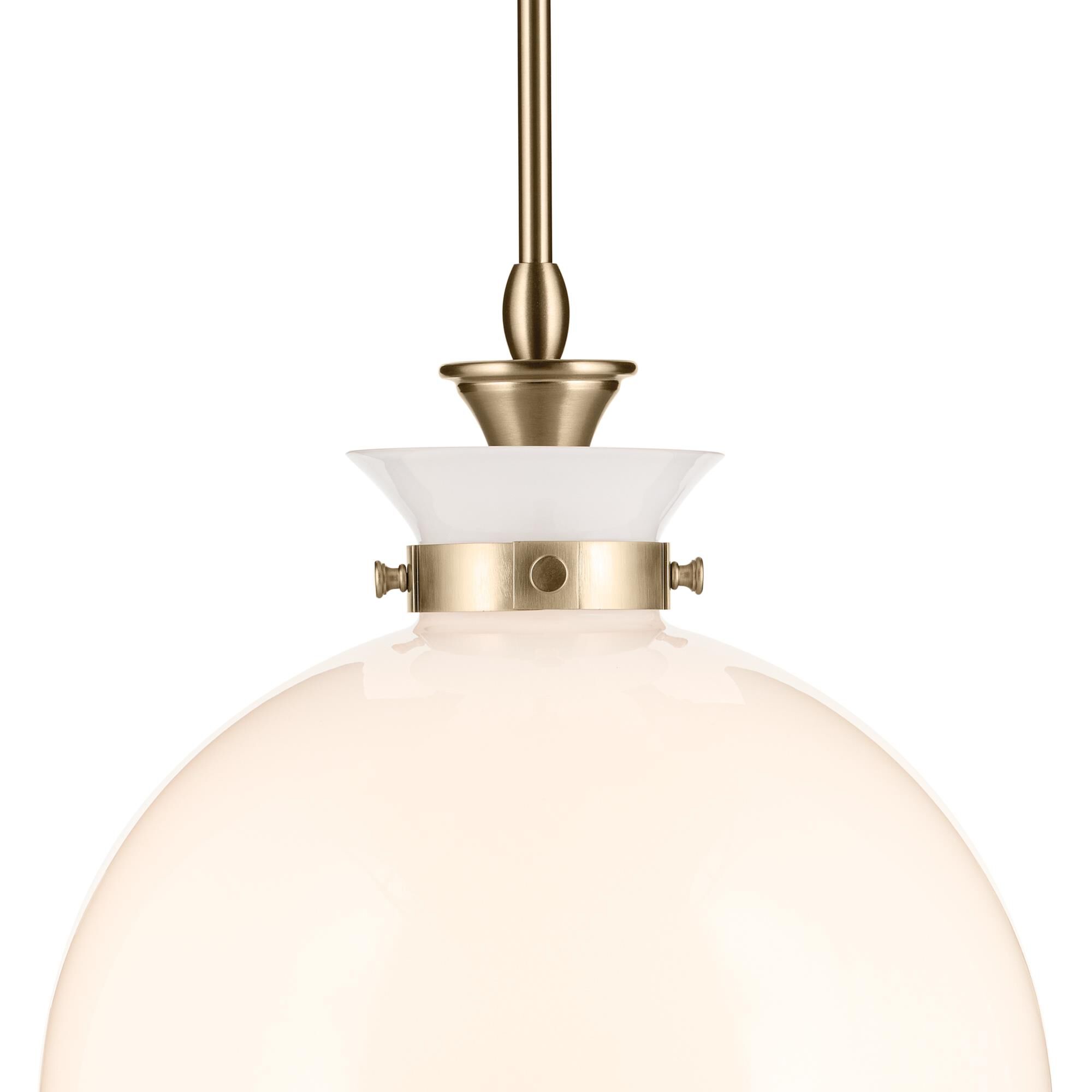 Shown in Champagne Bronze finish and Opal glass