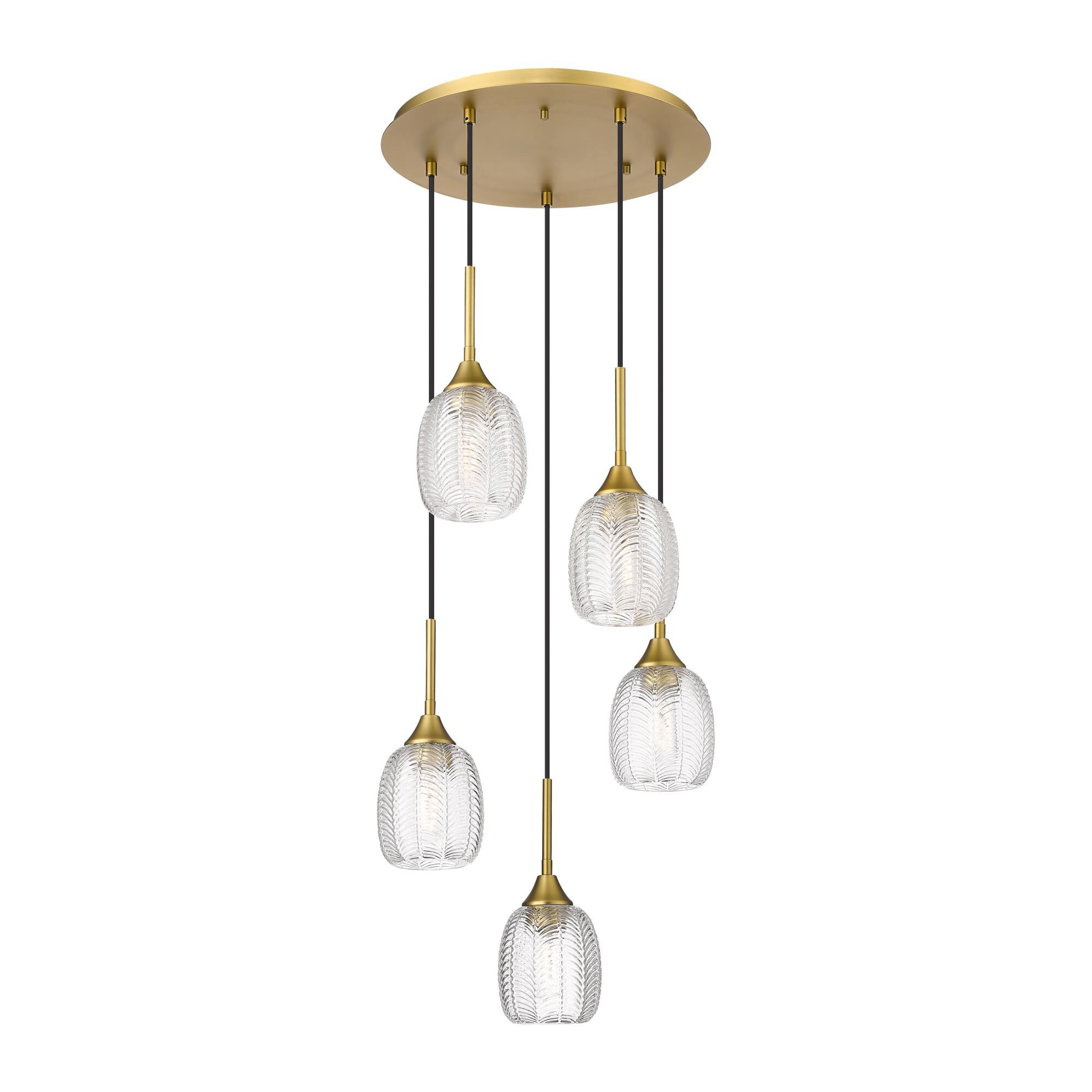 Shown in Brushed Brass finish and Clear shade