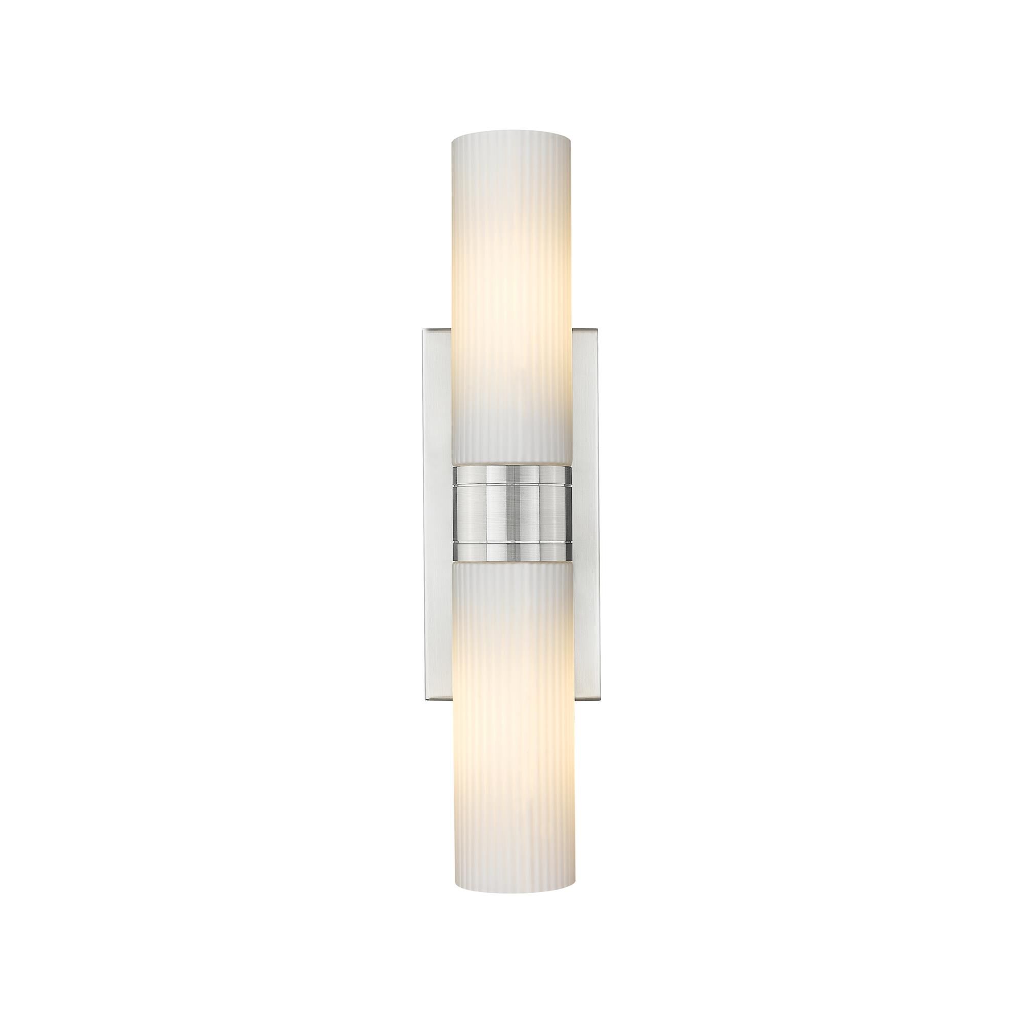 Shown in Satin Nickel finish and Striped White glass