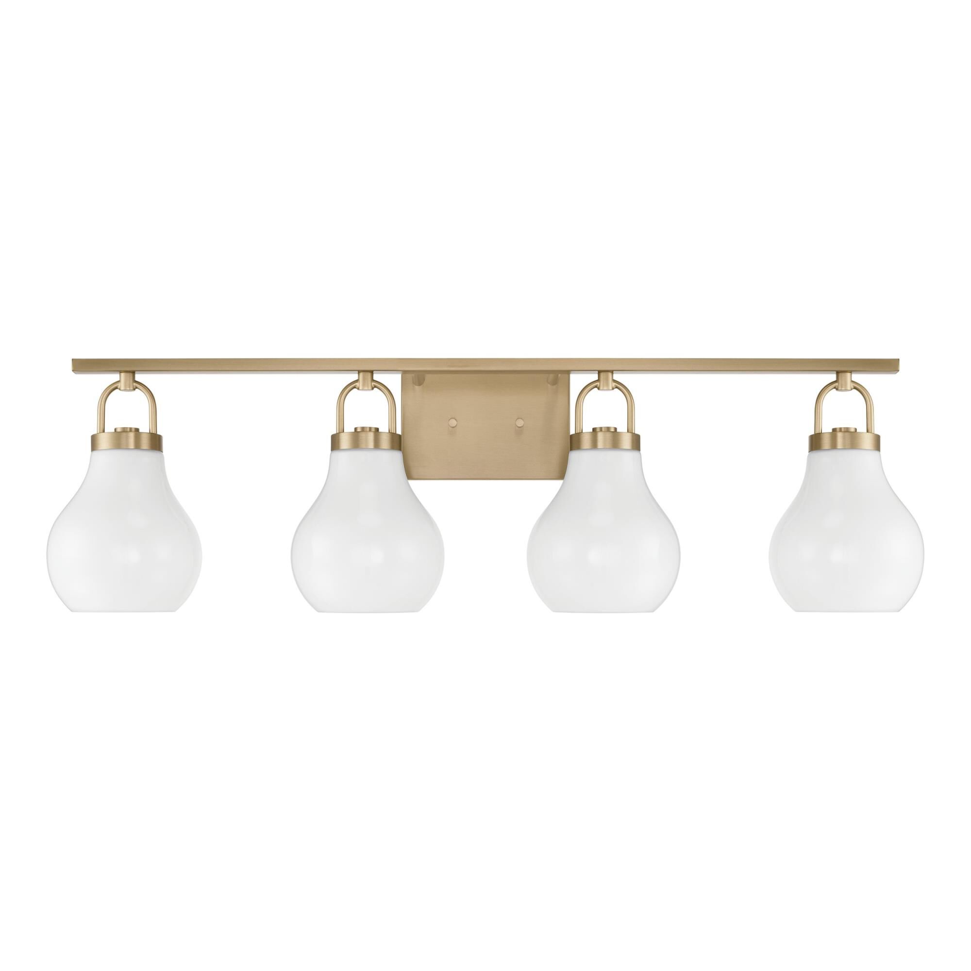 Shown in Champagne Gold finish and Opal glass
