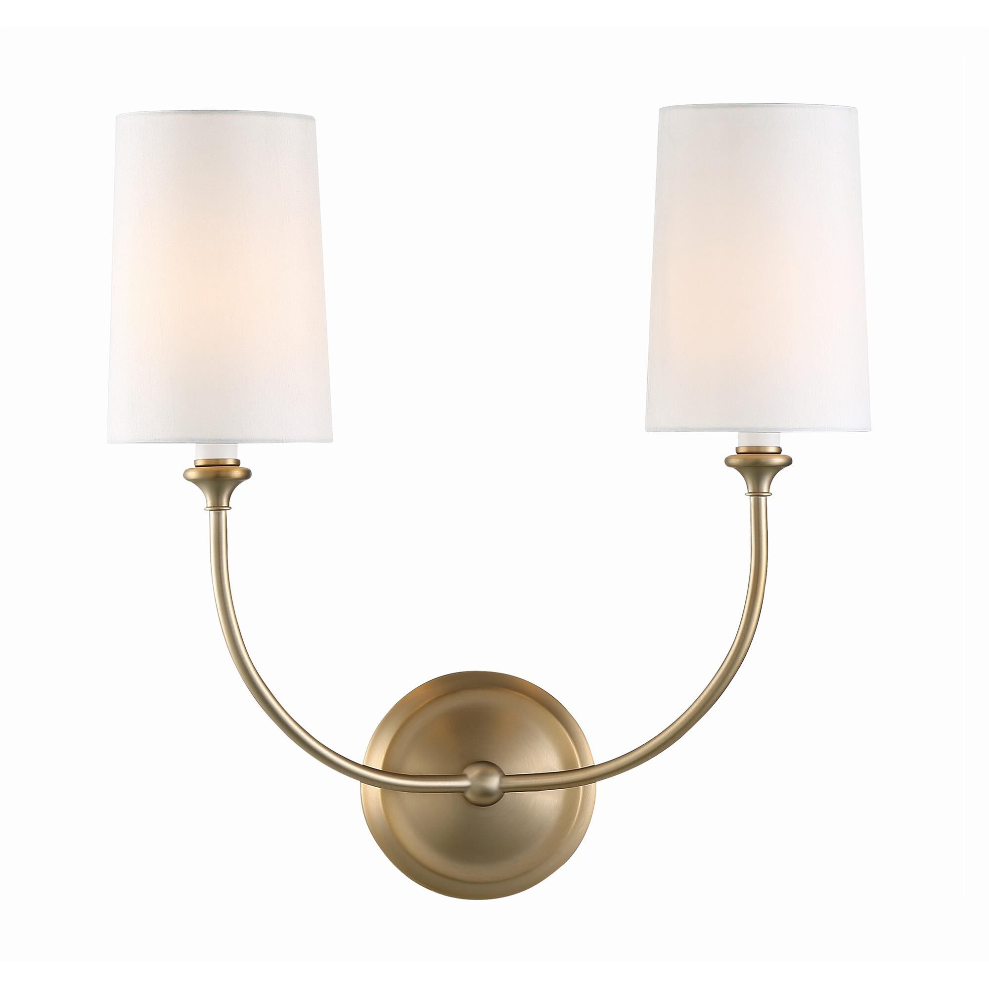 Shown in Vibrant Gold finish and Flax Textured Fabric shade