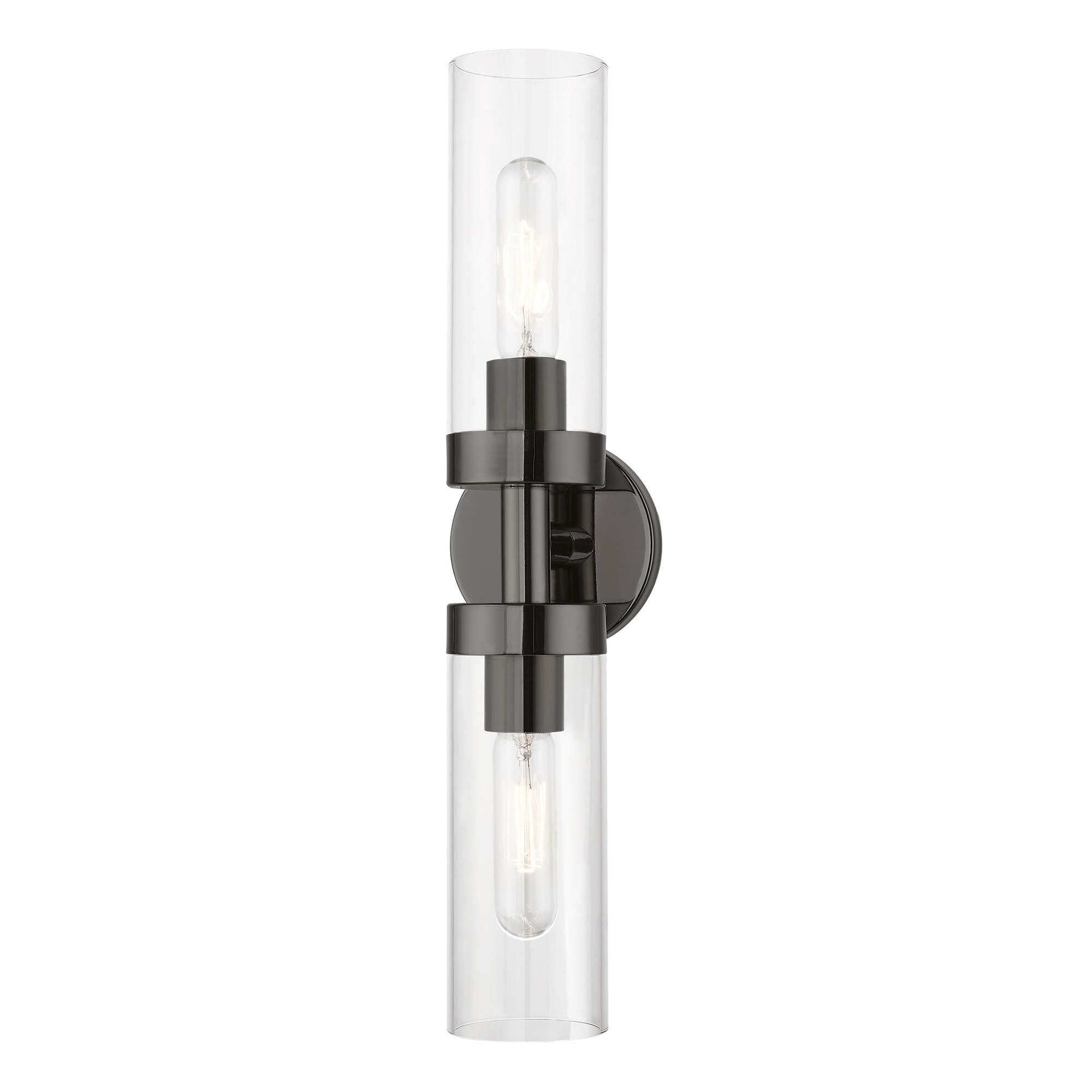 Shown in Black Chrome finish and Clear glass
