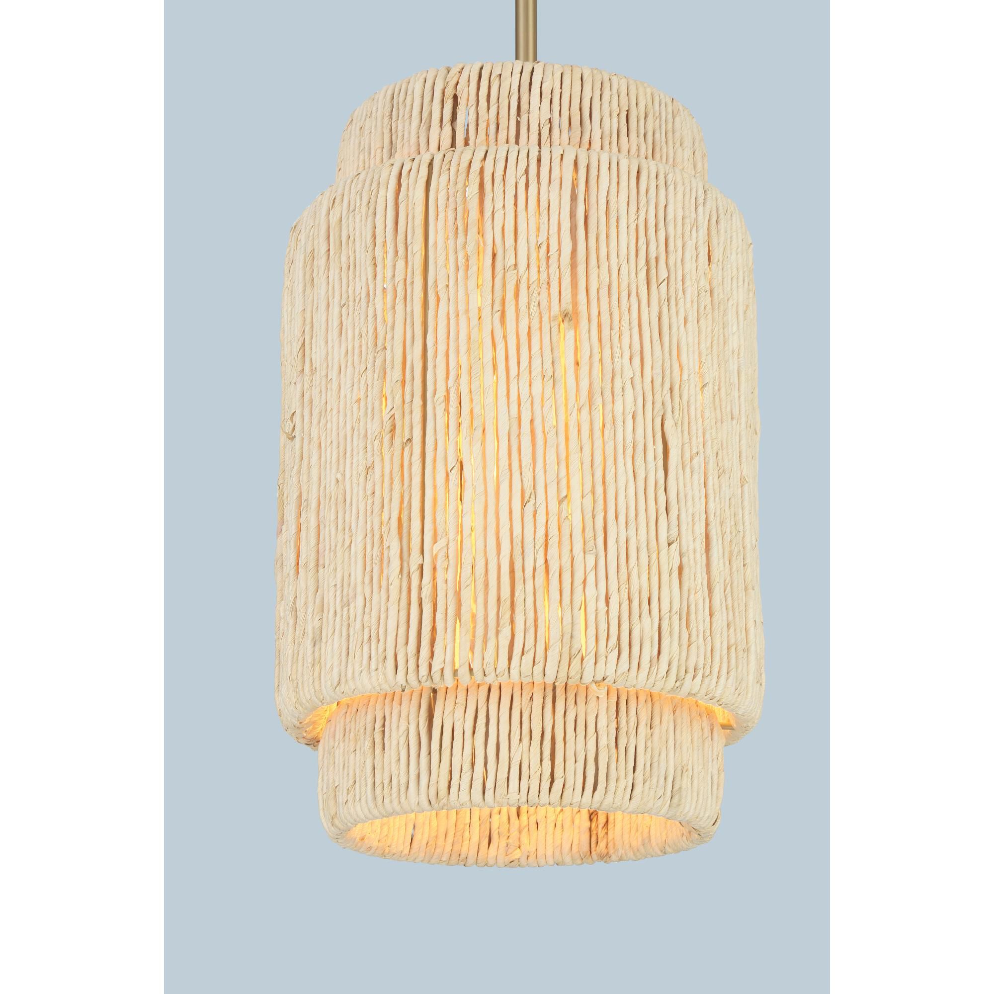 Shown in Signature Brass finish and Natural Abaca shade