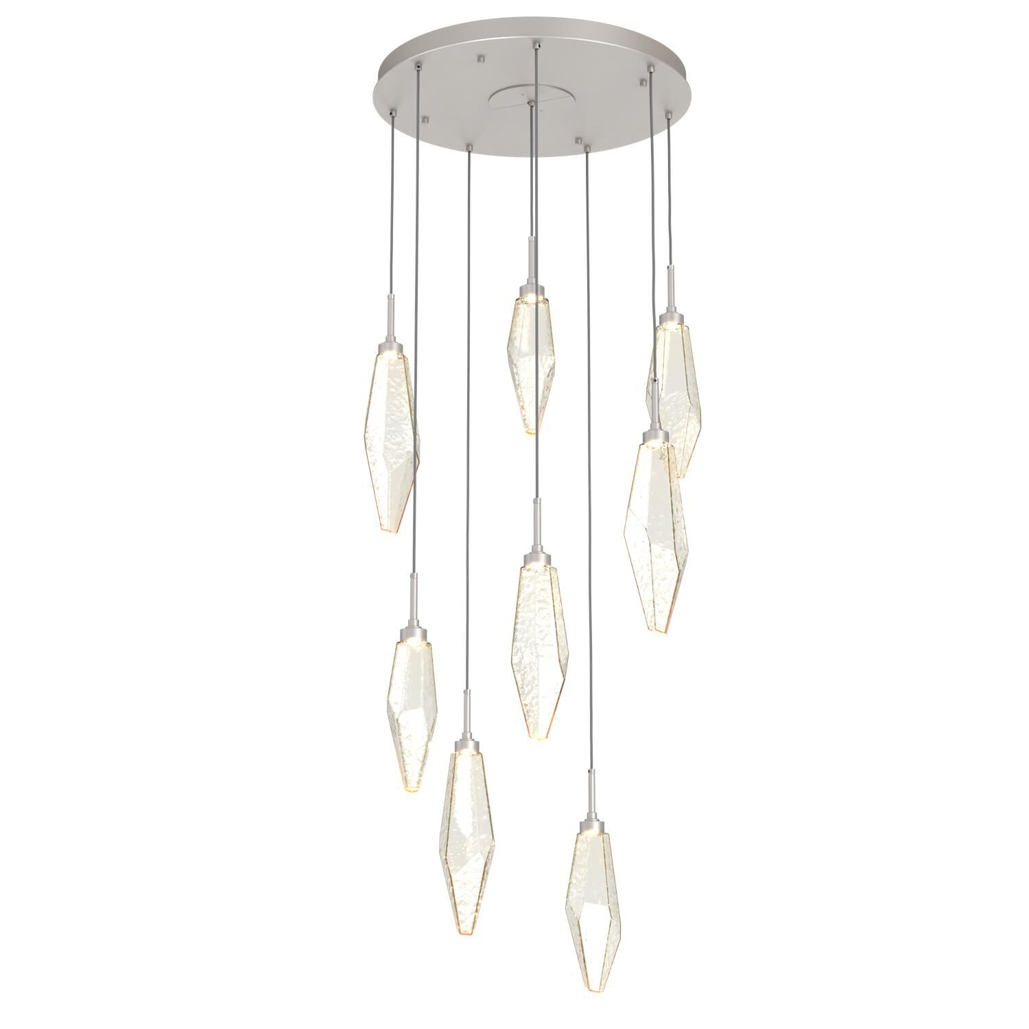 Shown in Metallic Beige Silver finish and Chilled Amber glass
