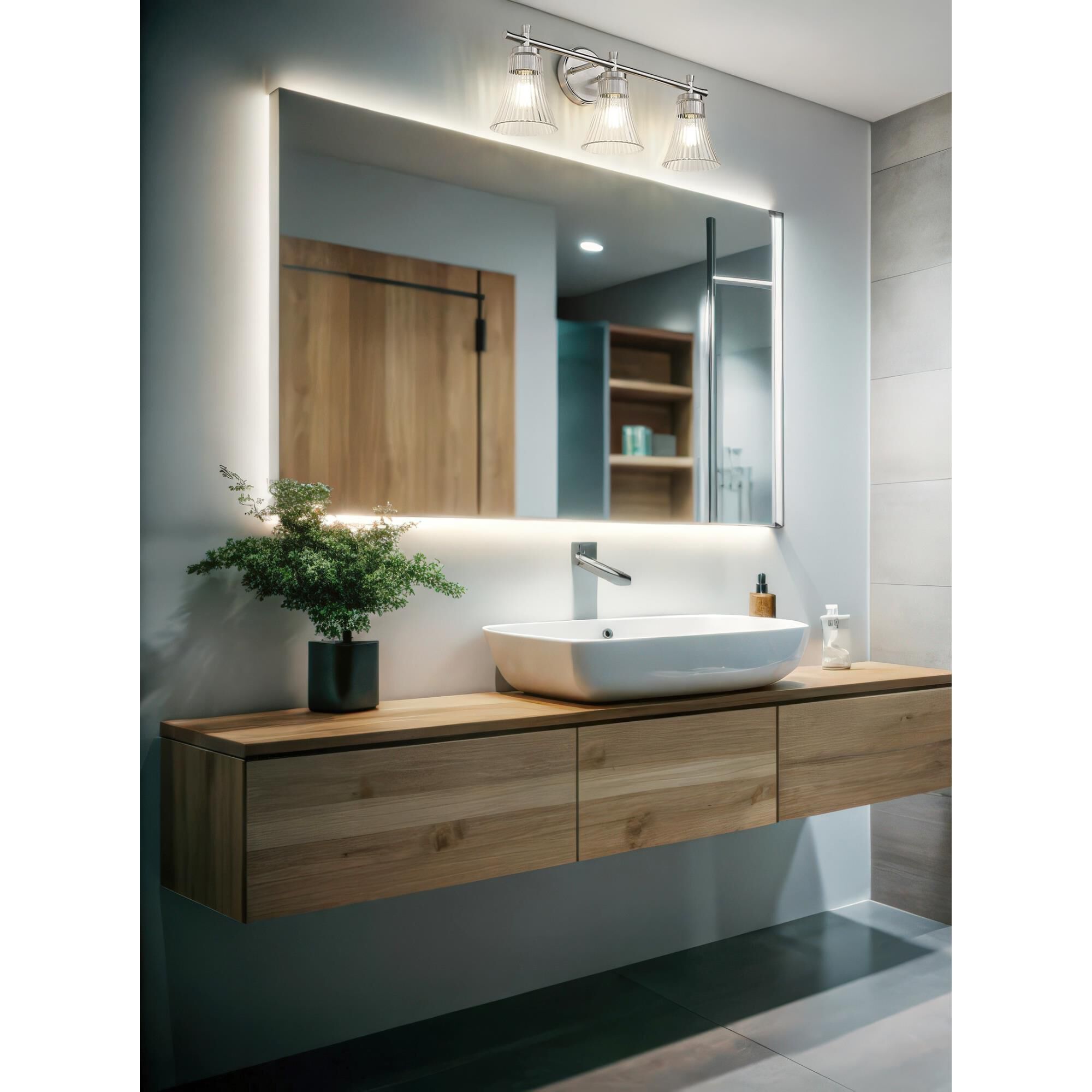 Shown in Brushed Nickel finish and Clear glass and Clear shade