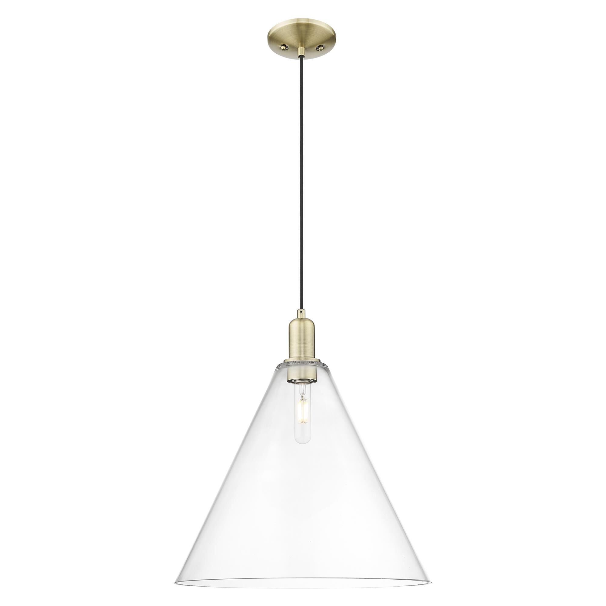 Shown in Antique Brass finish and Clear glass