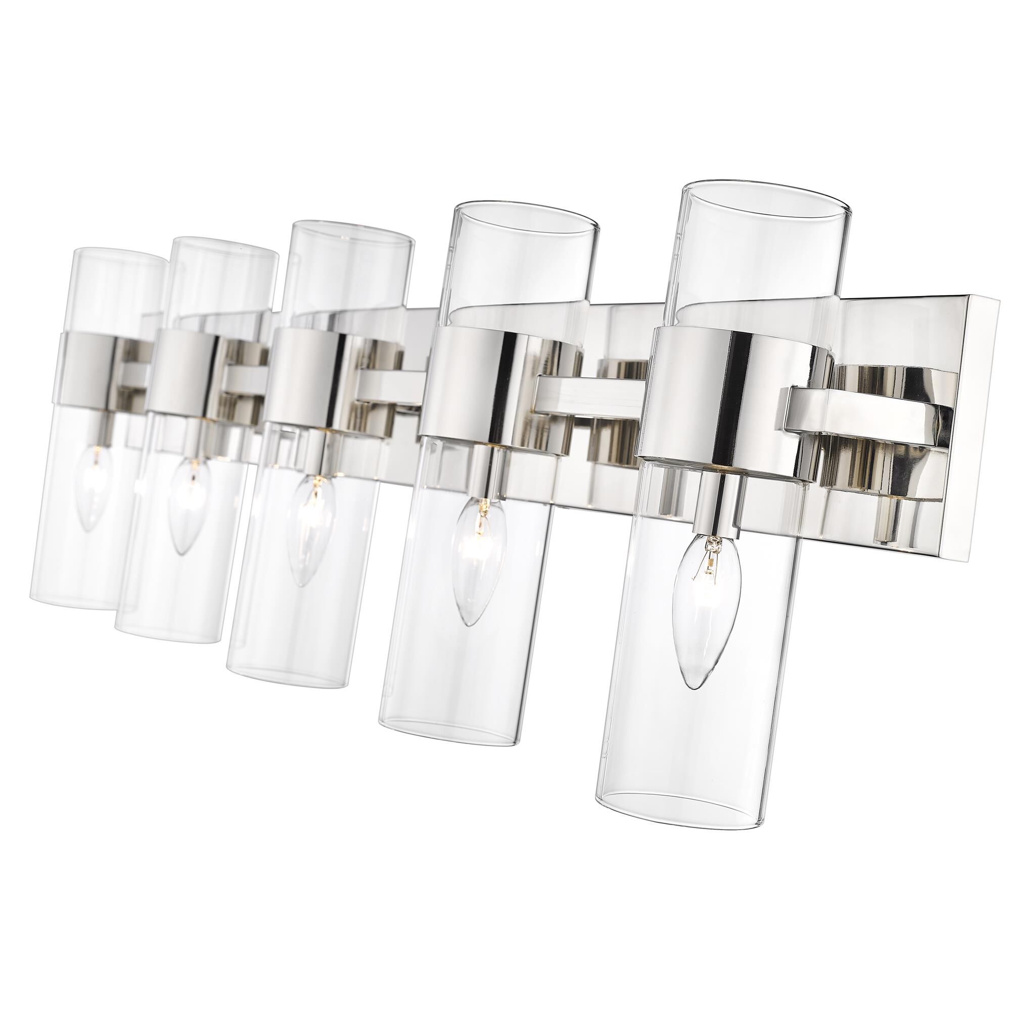 Shown in Polished Nickel finish and Clear glass