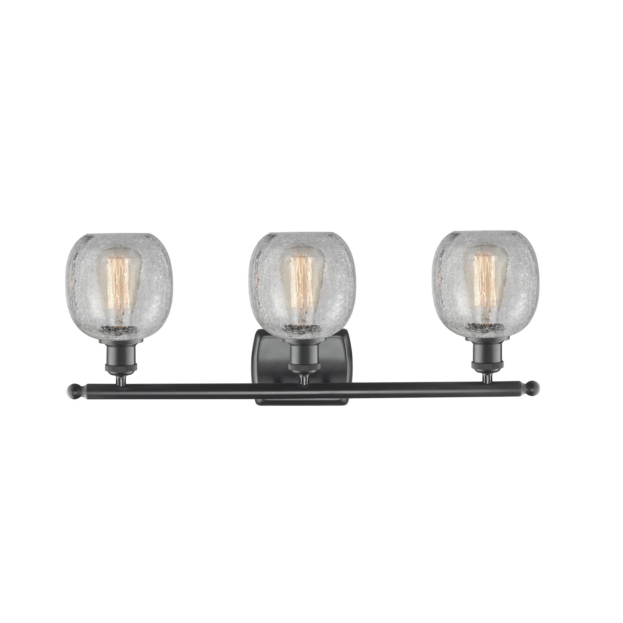 Shown in Matte Black finish and Clear Crackle glass