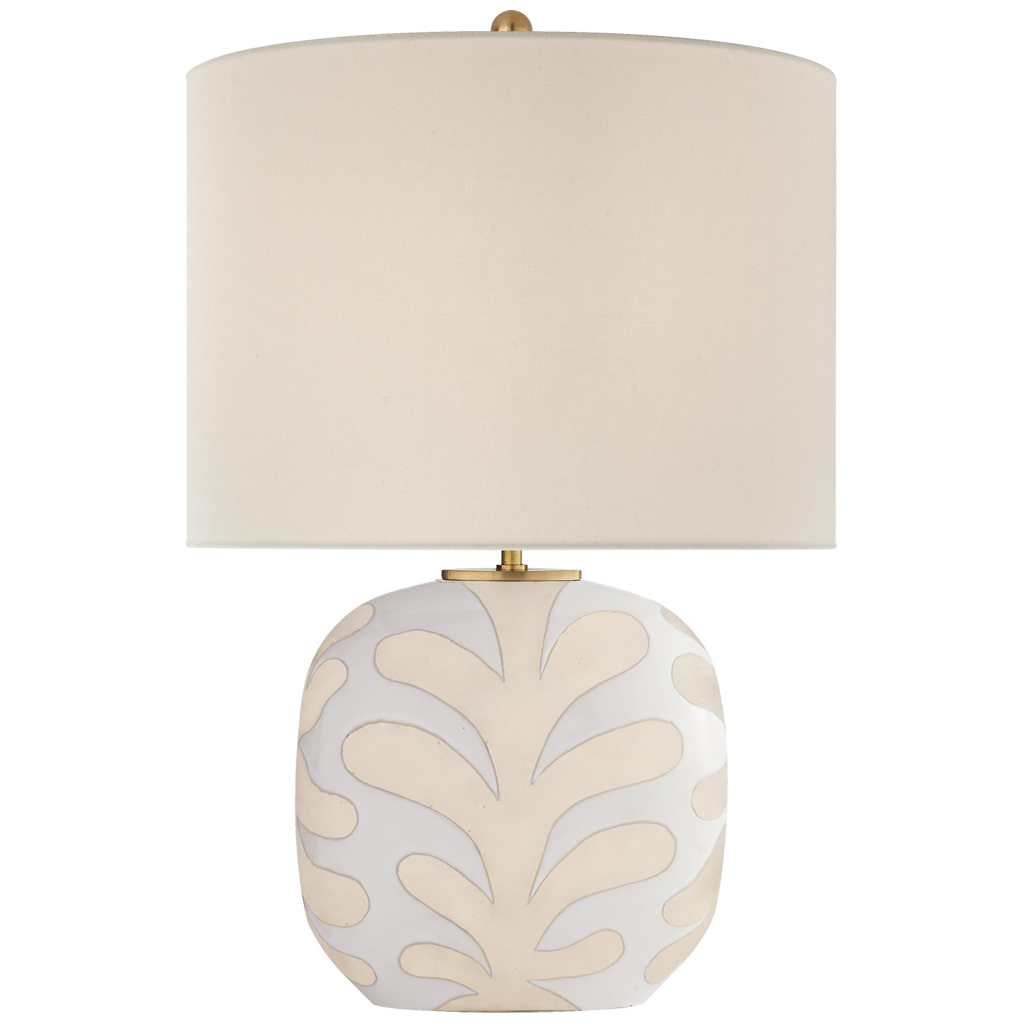 Shown in Natural Bisque And New White finish and Oval Linen shade