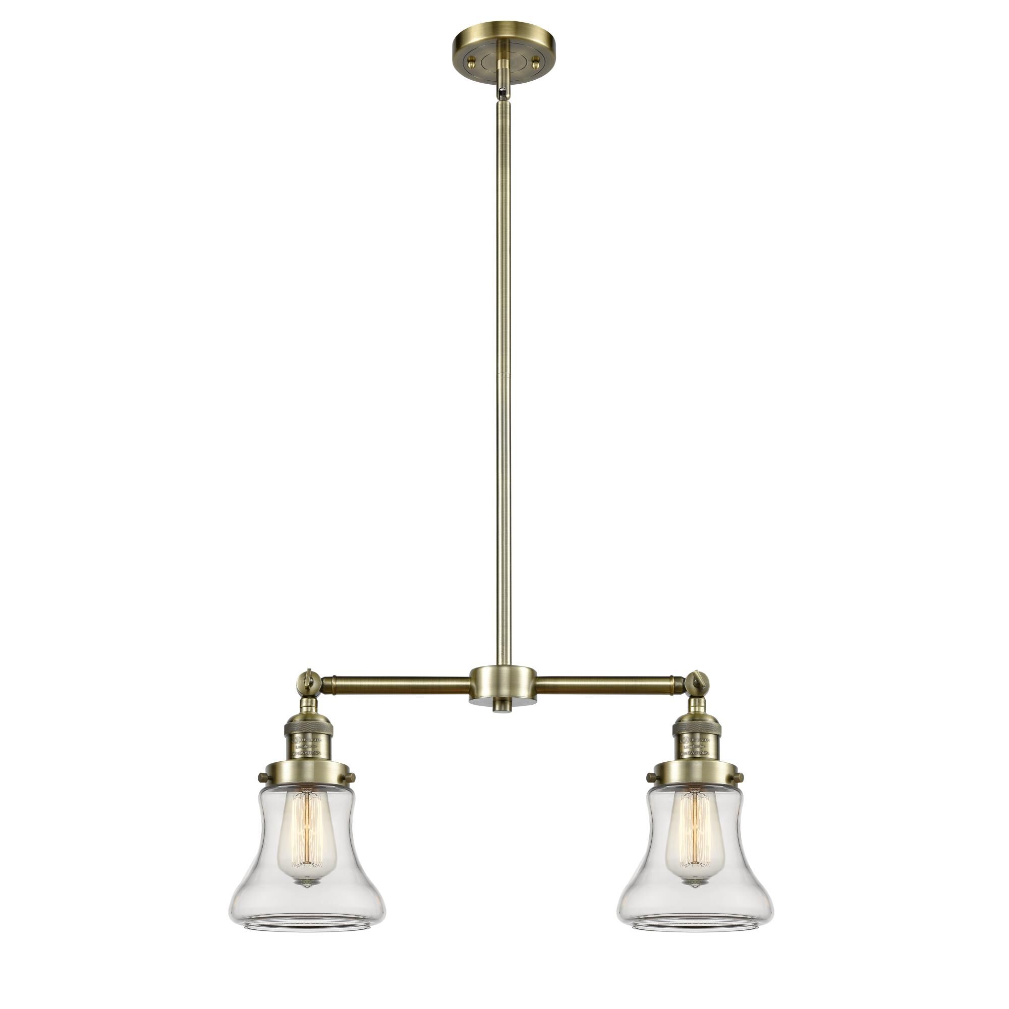 Shown in Antique Brass finish and Clear glass