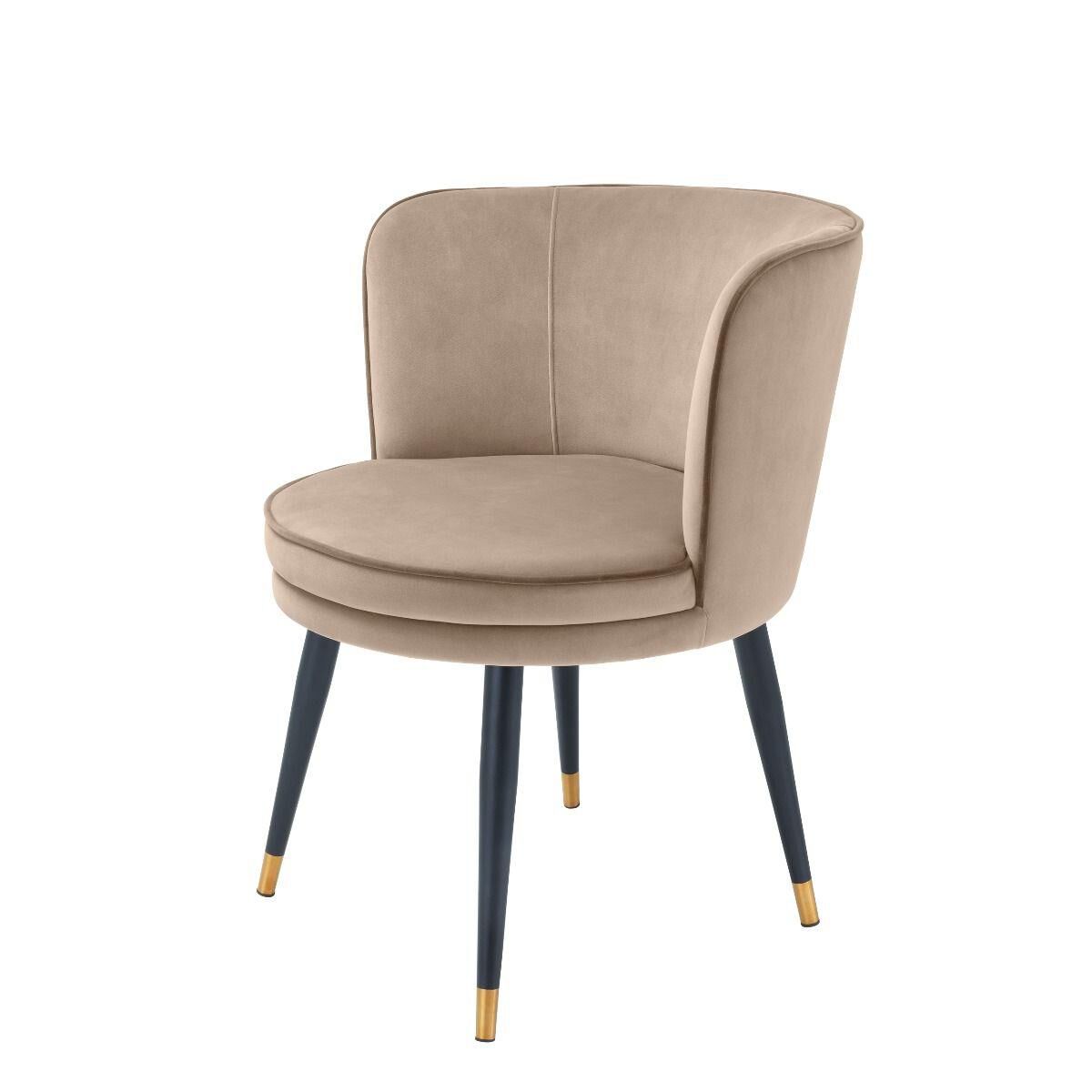 Shown in Savona Greige Velvet | Savona Grey Velvet Piping | Black & Brass Finish Swivel Base finish