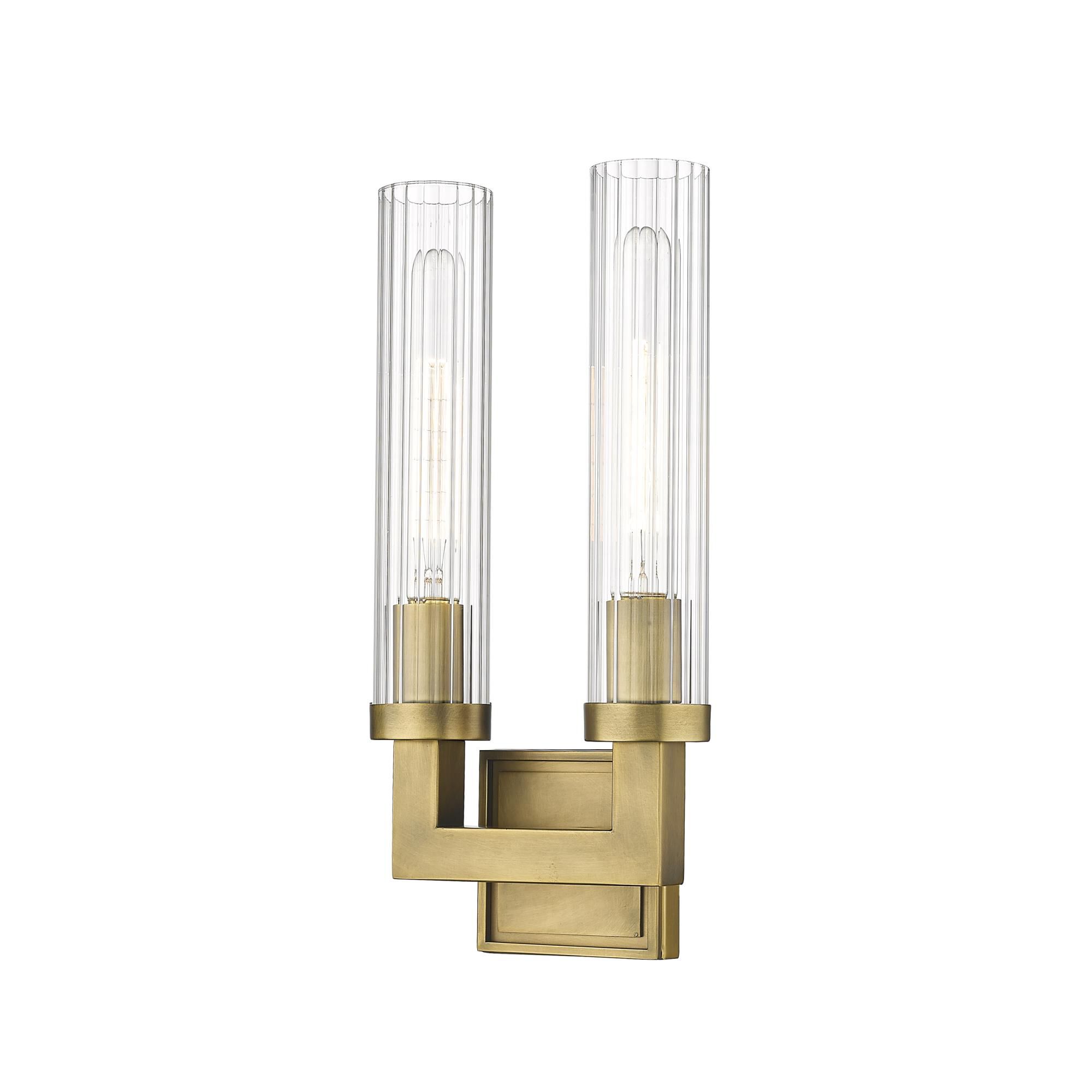 Shown in Rubbed Brass finish and Glass shade