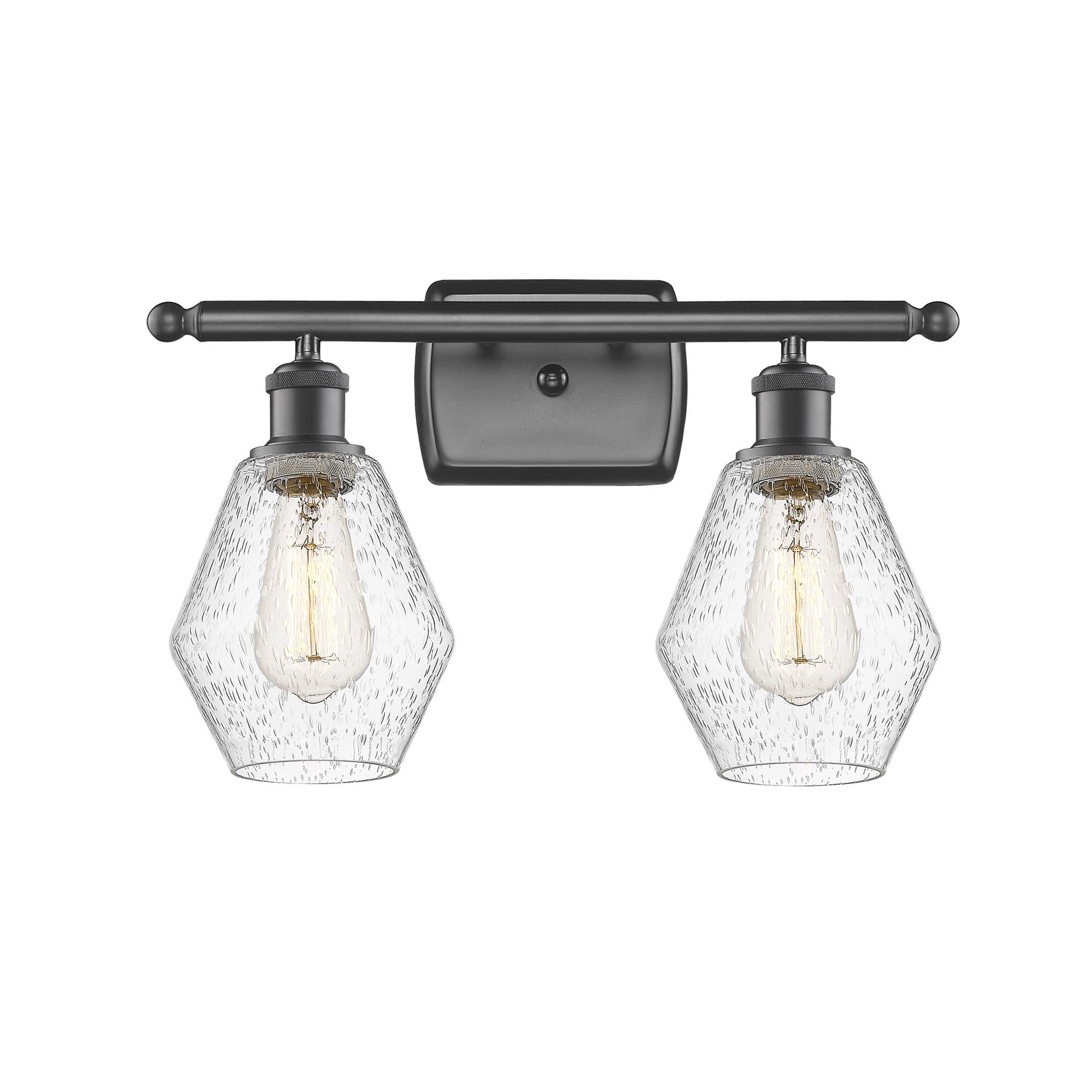 Shown in Oil Rubbed Bronze  finish and Seedy glass