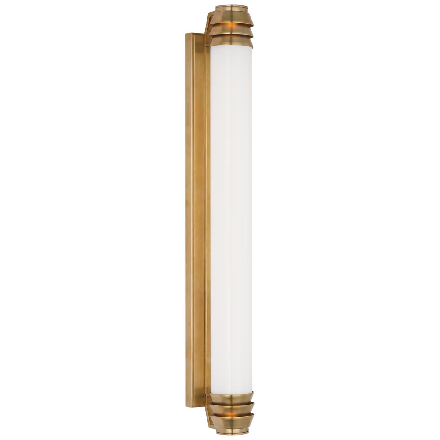 Shown in Natural Brass finish and White glass