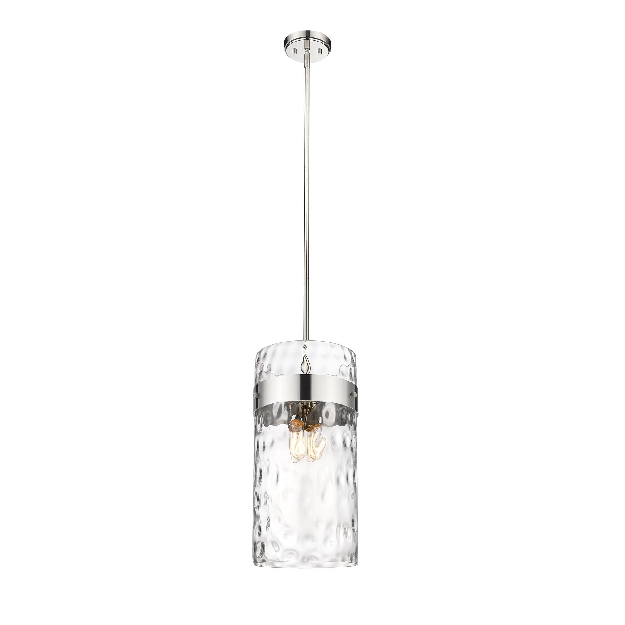 Shown in Polished Nickel finish and Glass shade