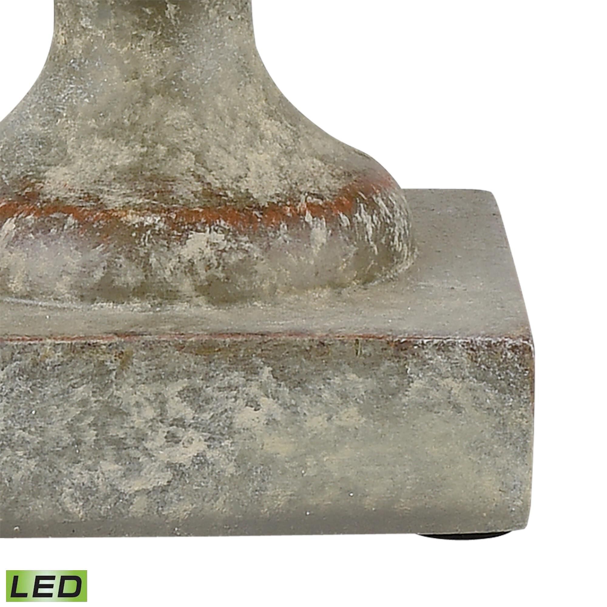 Shown in Antique Gray finish and Natural Linen shade