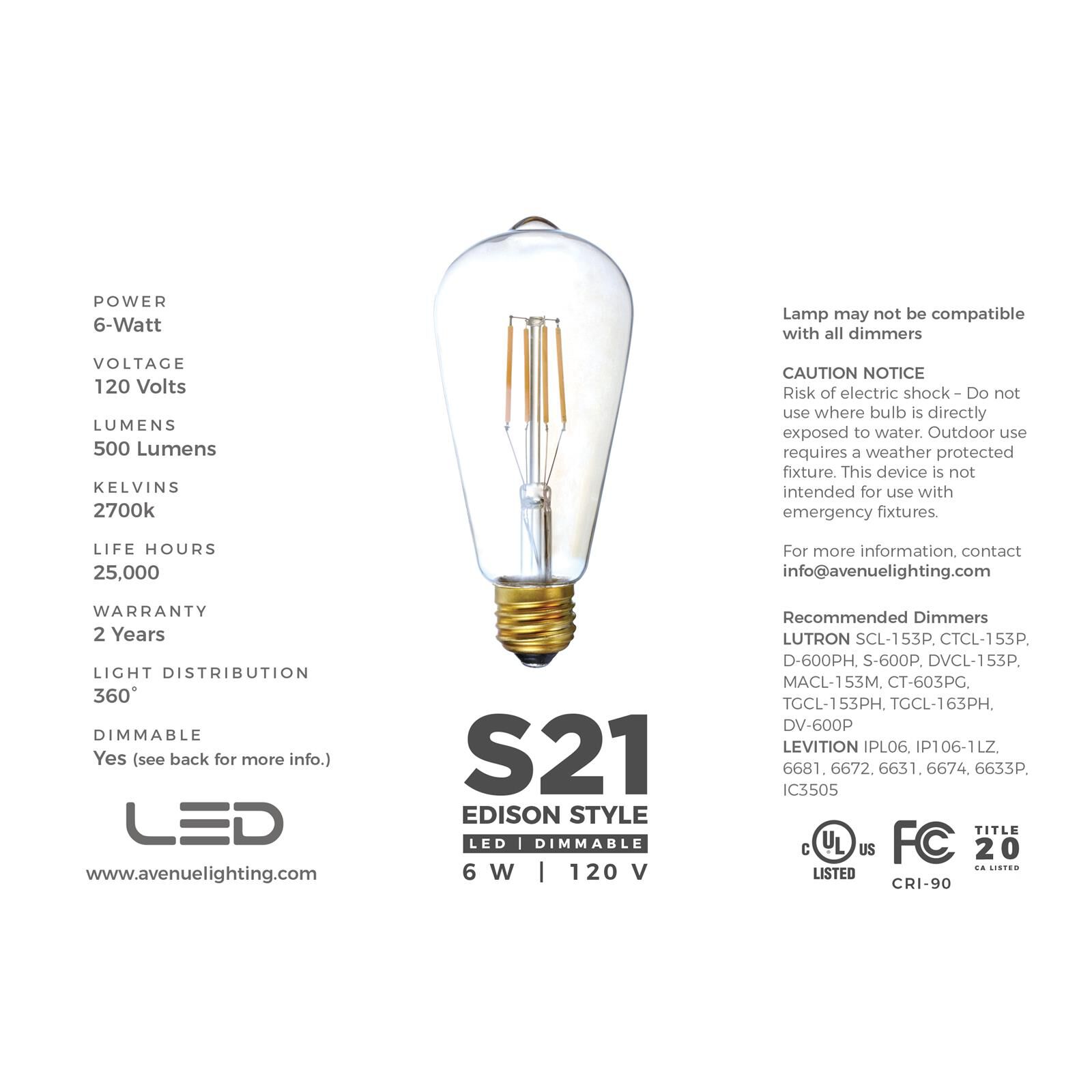 Dimmable 6.2 Watt 2700K LED Light Bulb,