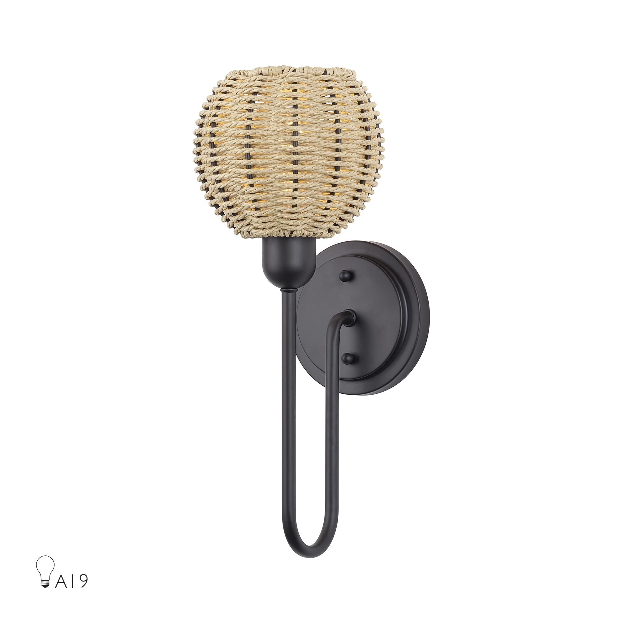 Shown in Bronze finish and Hand-Woven French Beige Paper Rope shade