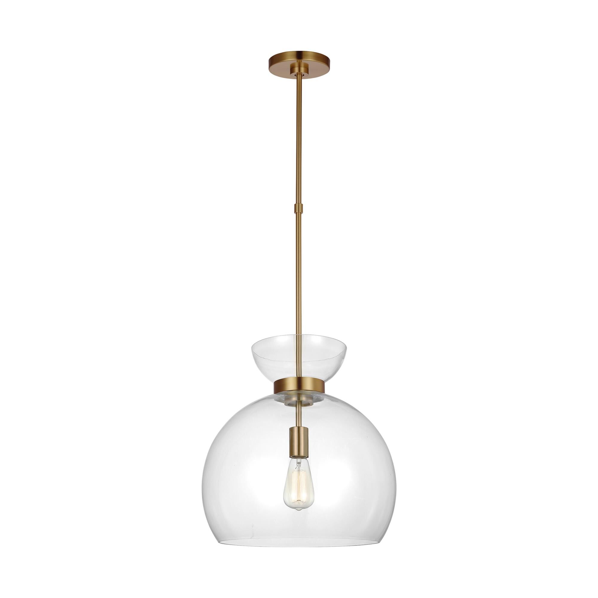 Shown in Burnished Brass finish and Clear glass
