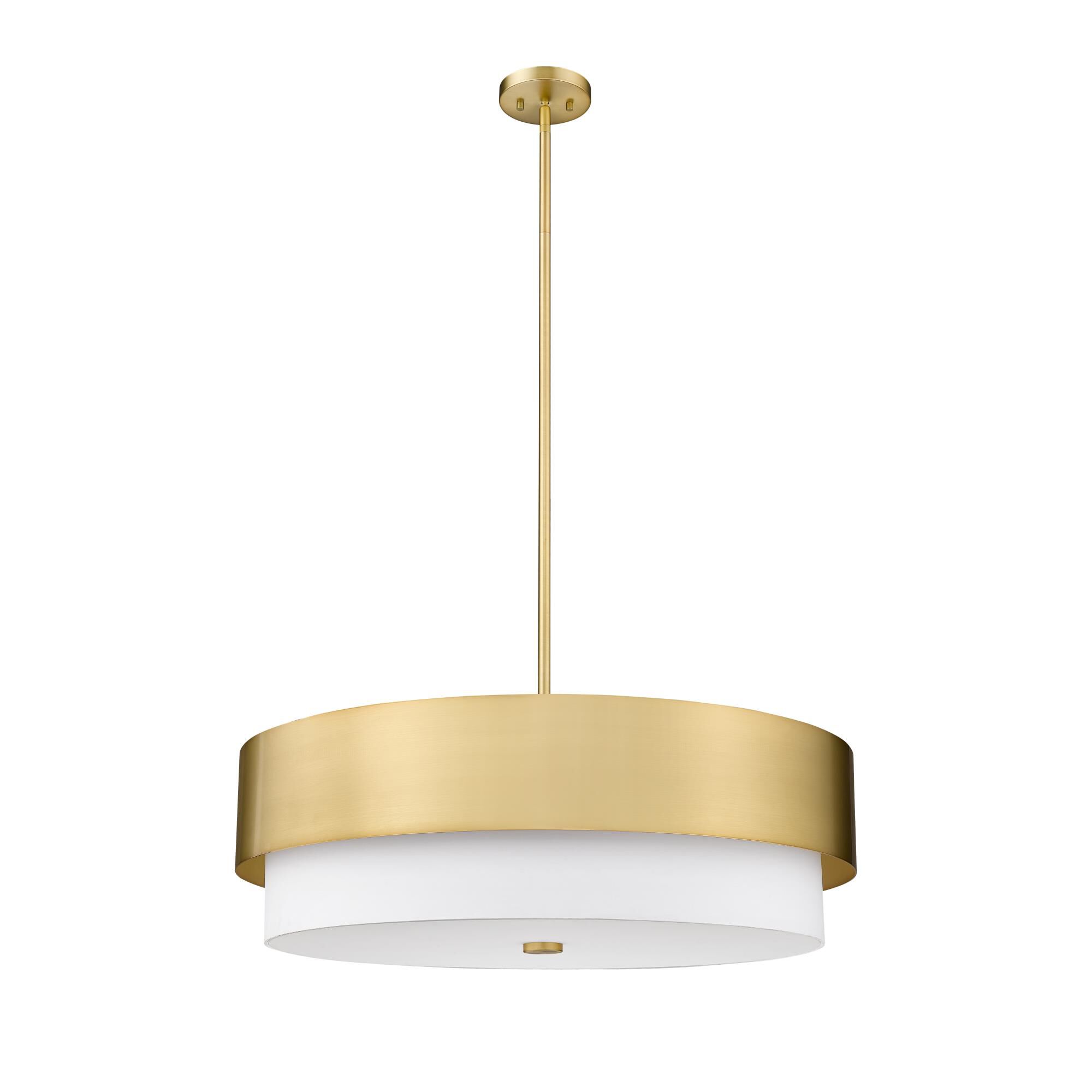 Shown in Modern Gold finish and White glass