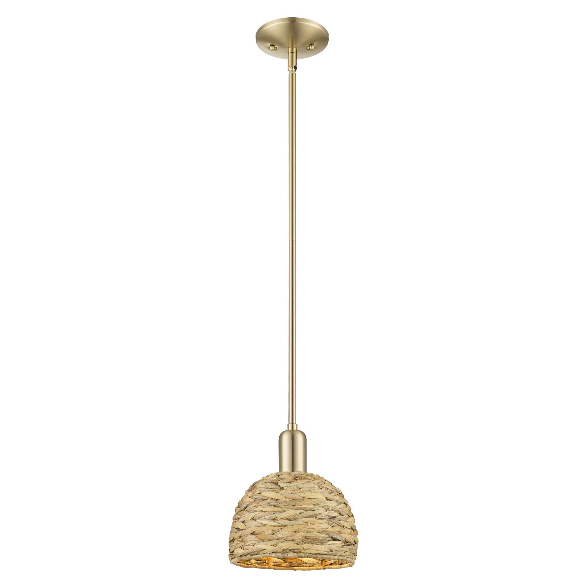 Bruno Marashlian Woven Rattan 8 Inch Mini Pendant by Innovations Lighting