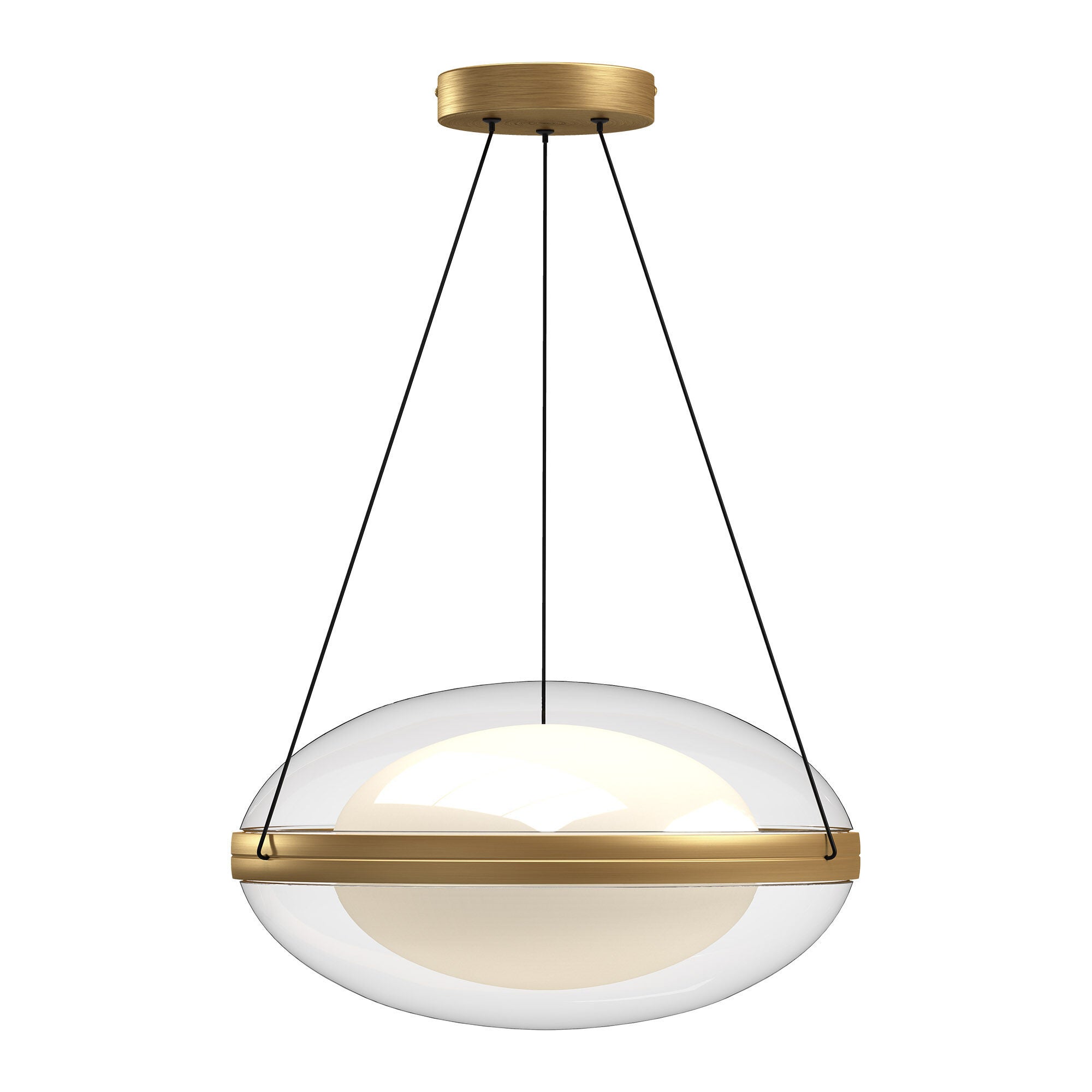 Shown in Brushed Gold finish and Opal glass