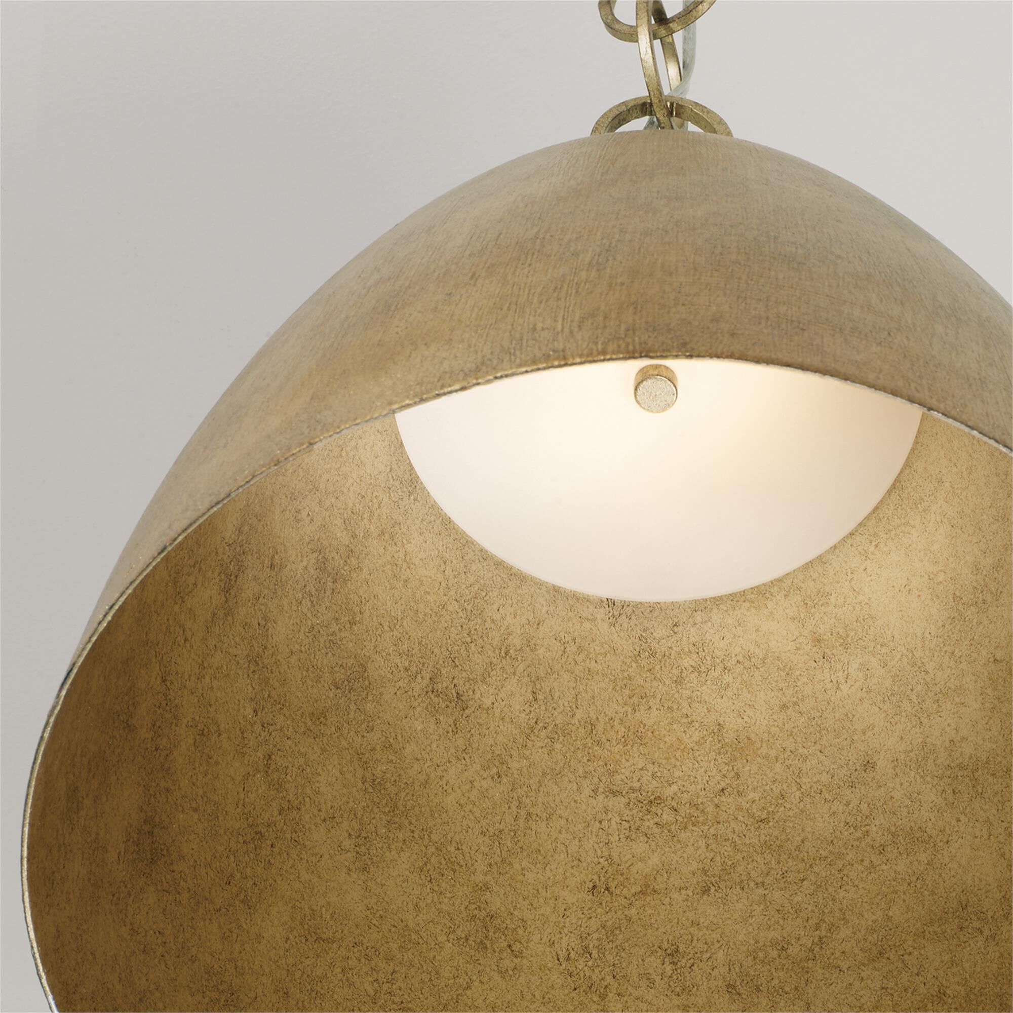 Shown in Feathered Gold finish and Textured Metal s shade