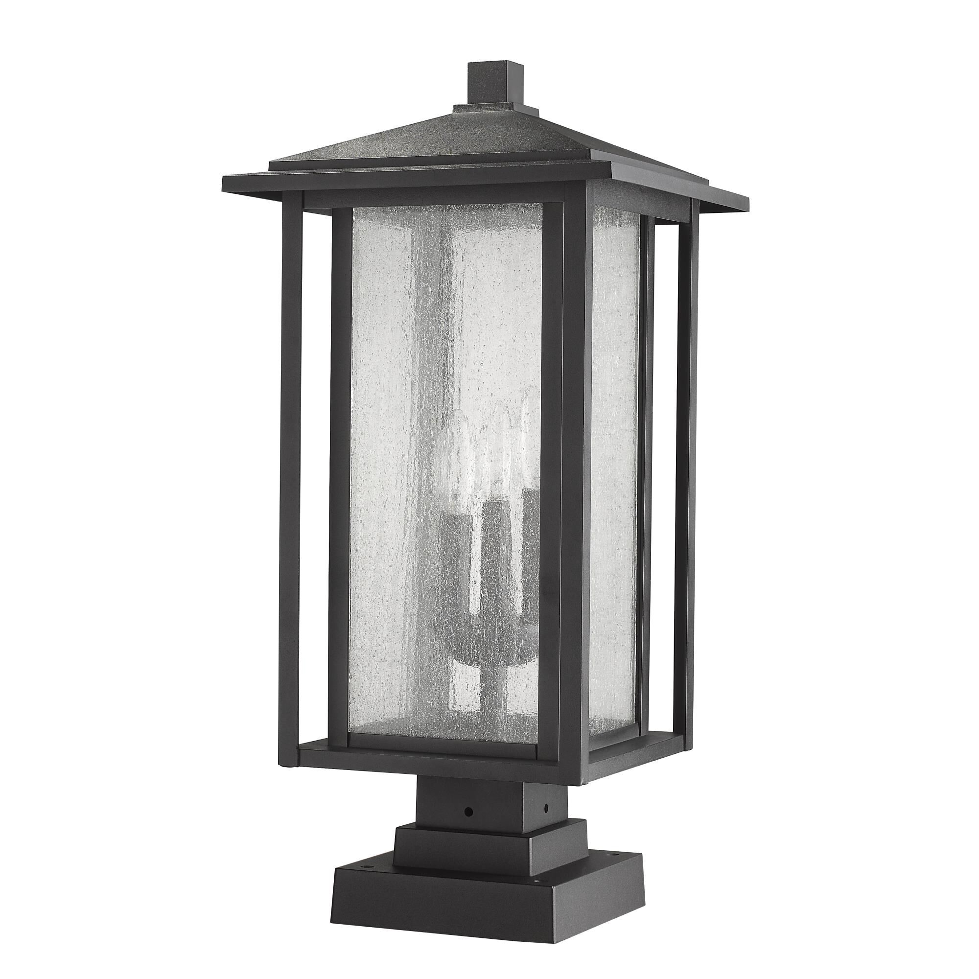 Shown in Black finish and Glass shade