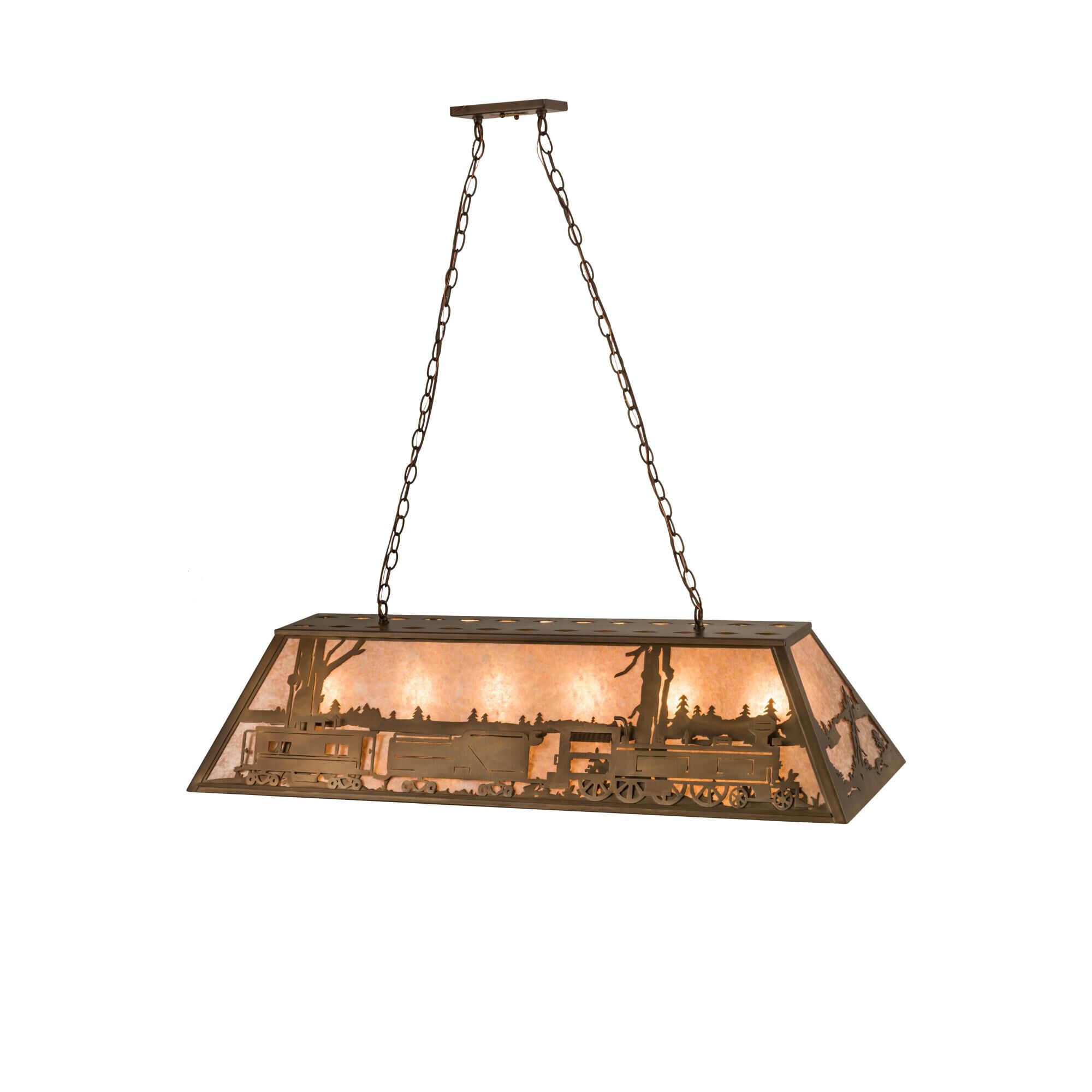 Shown in Antique Copper Finish finish and Silver Mica glass