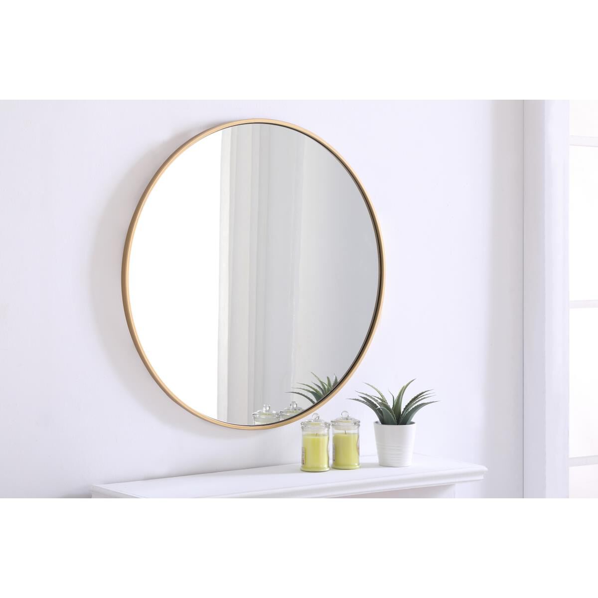 Shown in Brass finish and Clear Mirror Beveled glass