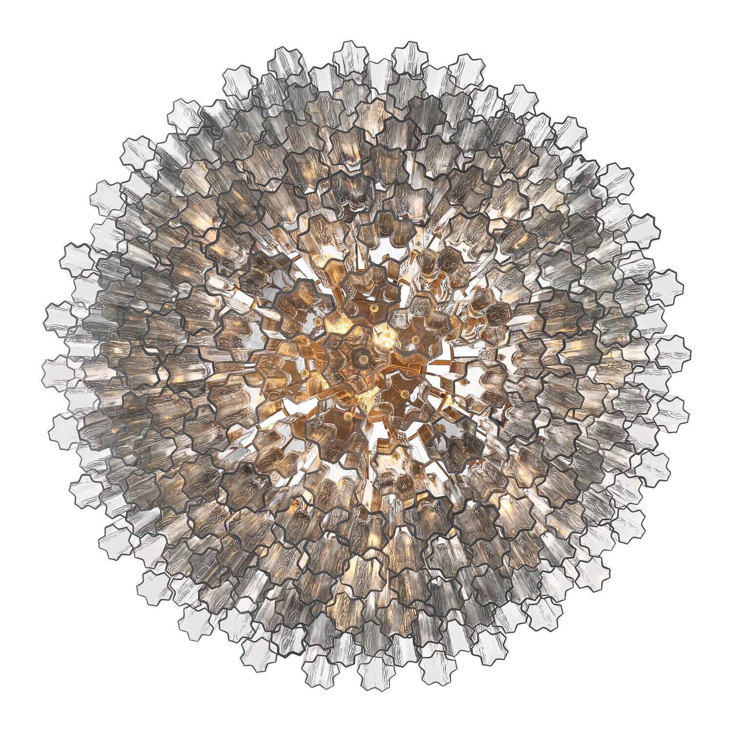 Shown in Aged Brass finish and Tronchi Glass crystal