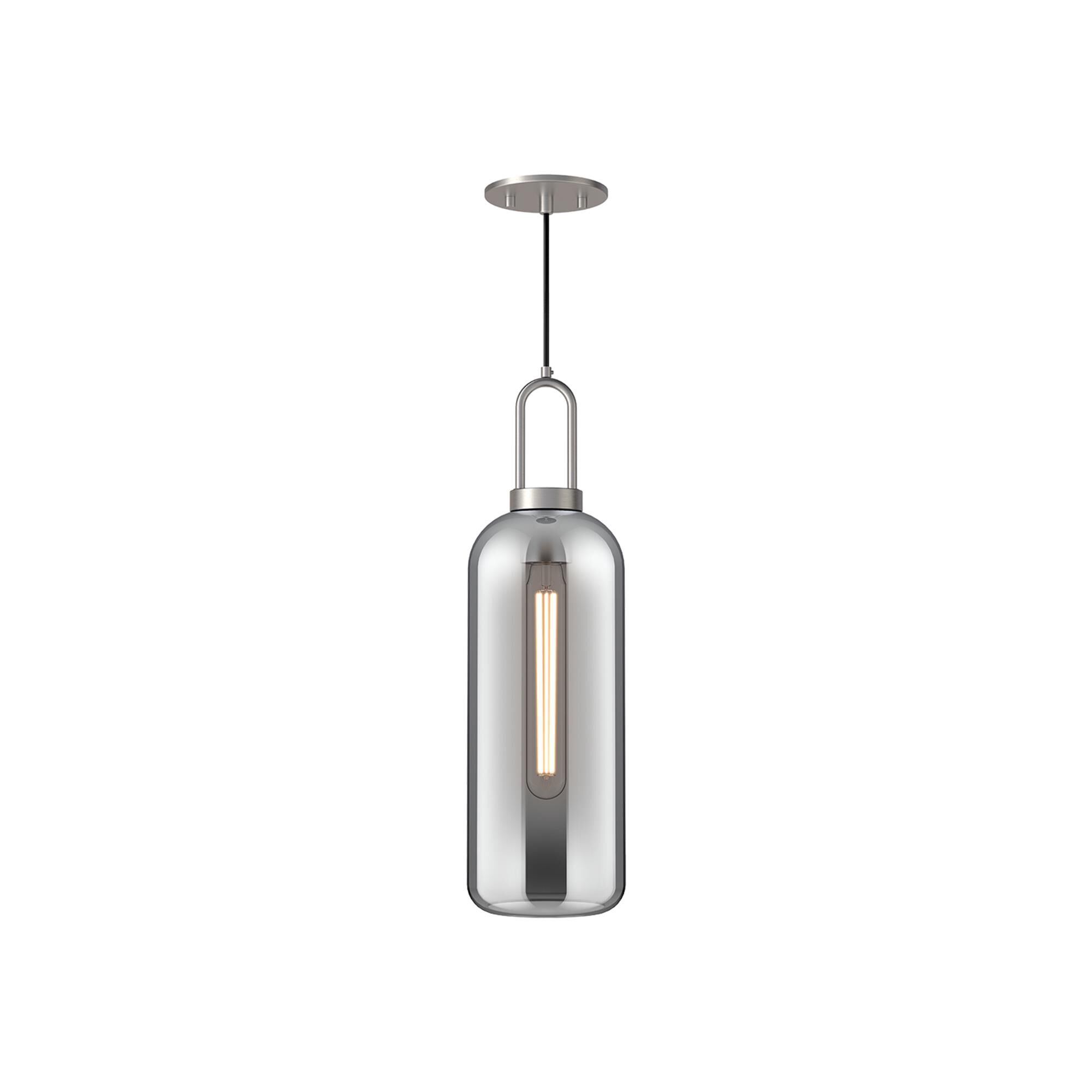 Shown in Brushed Nickel finish and Smoked Solid glass