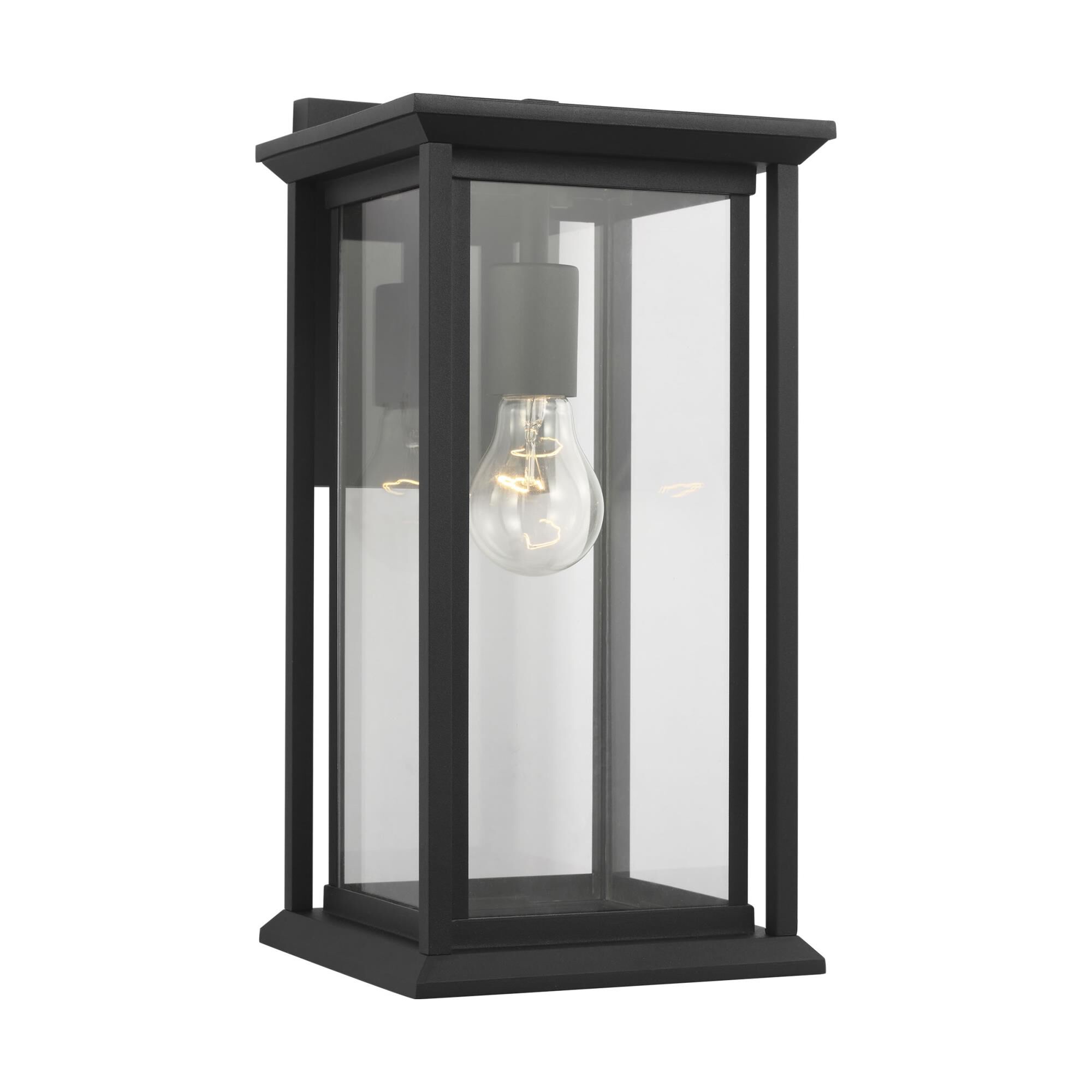 Shown in Textured Black finish and Clear Glass Panels shade