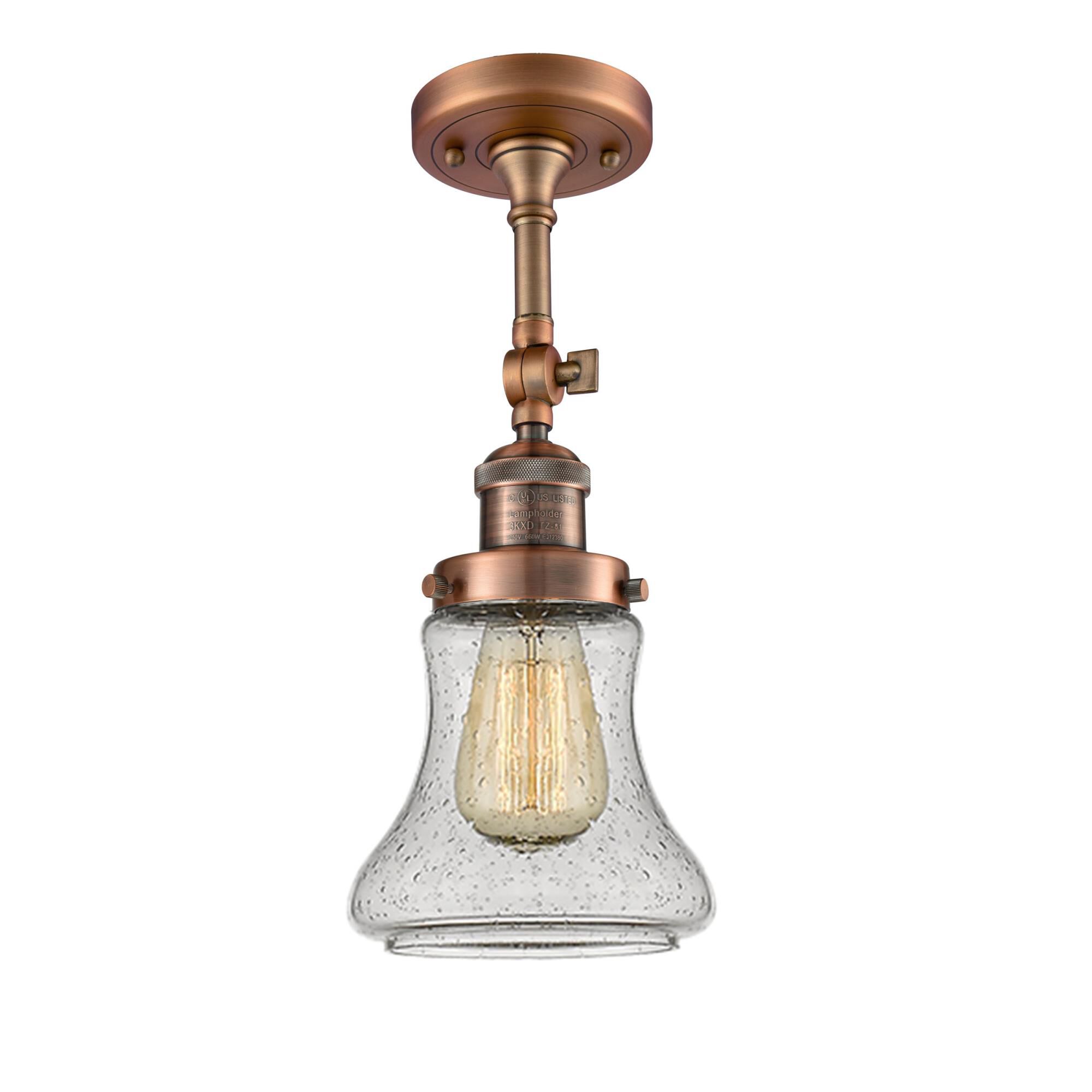 Shown in Antique Copper finish and Seedy glass