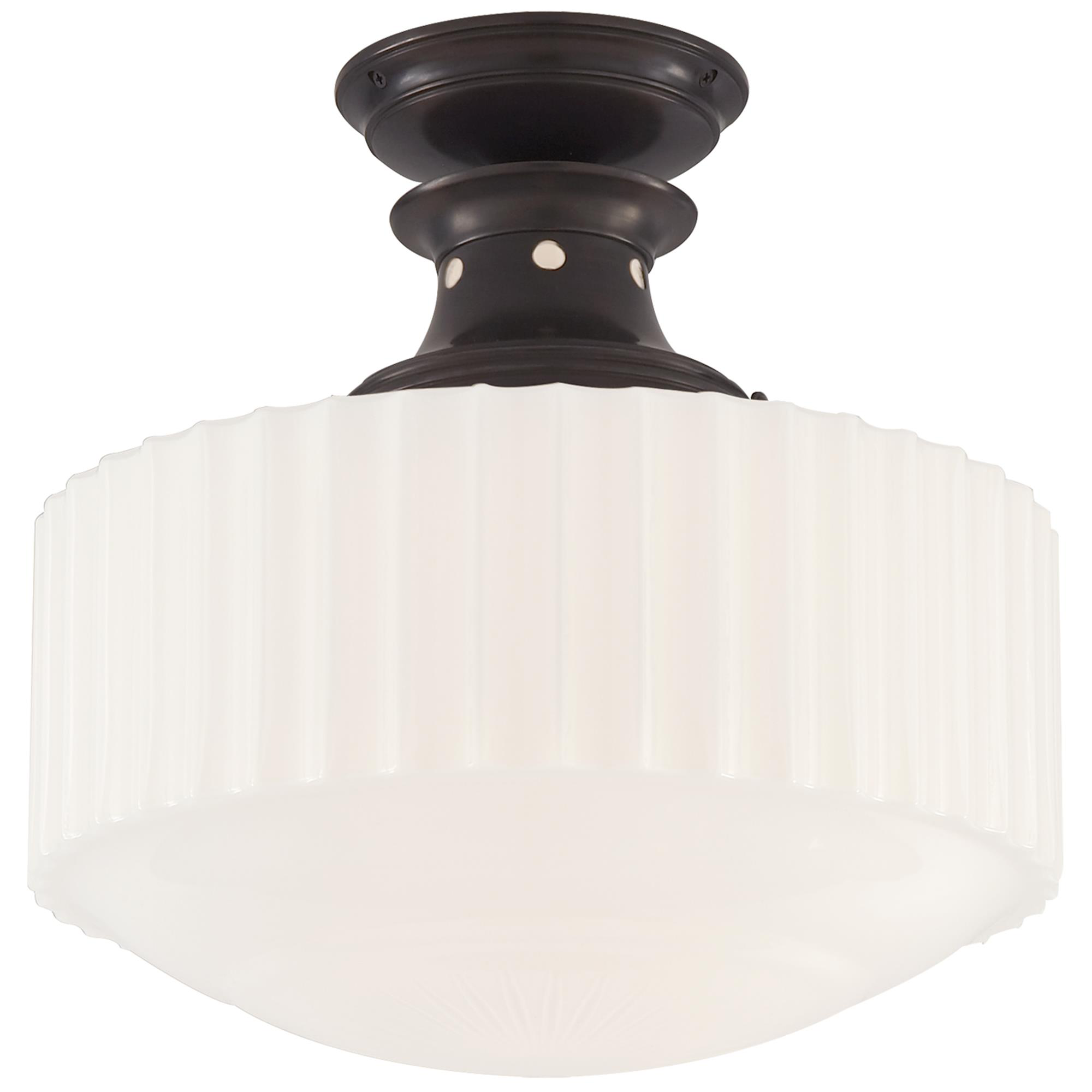 Shown in Bronze finish and White glass