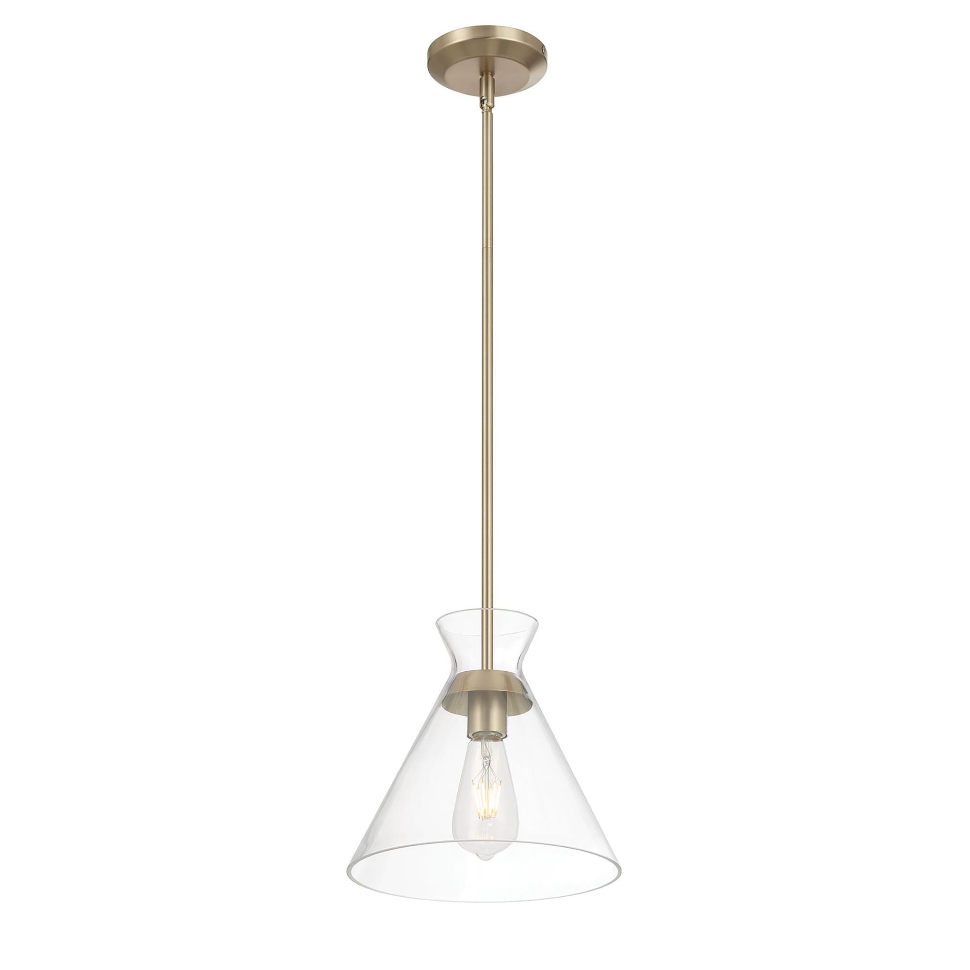 Shown in Modern Gold finish and Clear glass